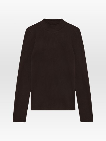 Longsleeve Rib High Neck Long Sleeved chocolate torte Knowledge Cotton Apparel