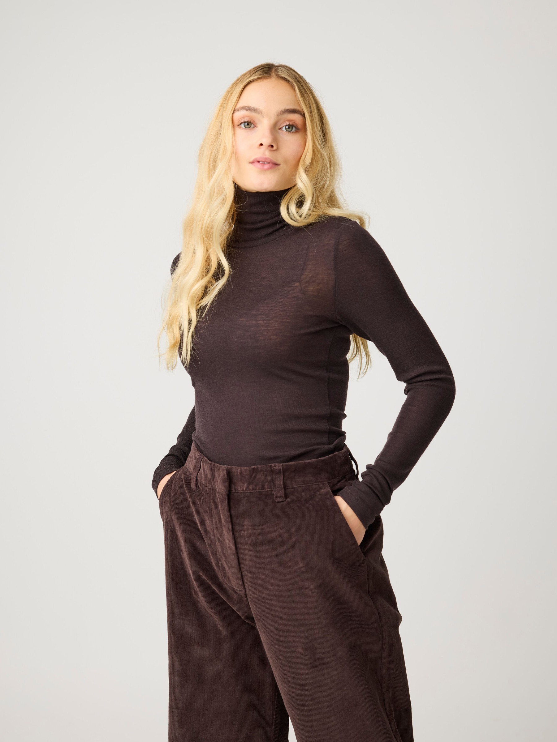 Longsleeve Wool Long Sleeve T-Shirt chocolate torte Knowledge Cotton Apparel