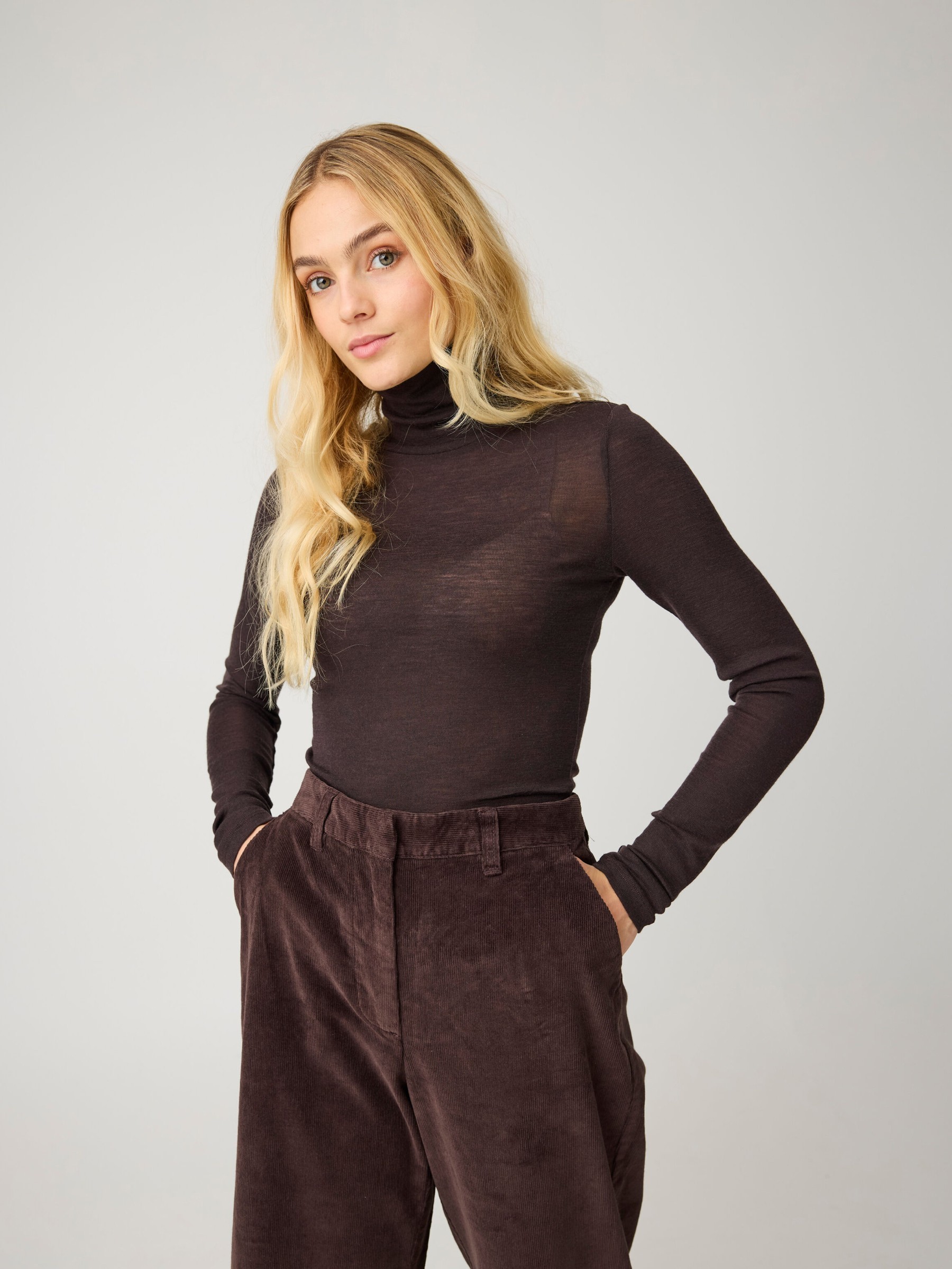 Longsleeve Wool Long Sleeve T-Shirt chocolate torte Knowledge Cotton Apparel