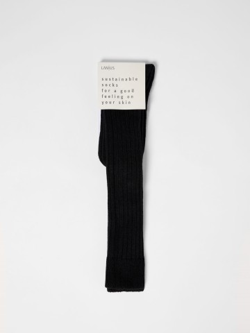 Socken Kniestrümpfe mit Rippe GOTS black Lanius