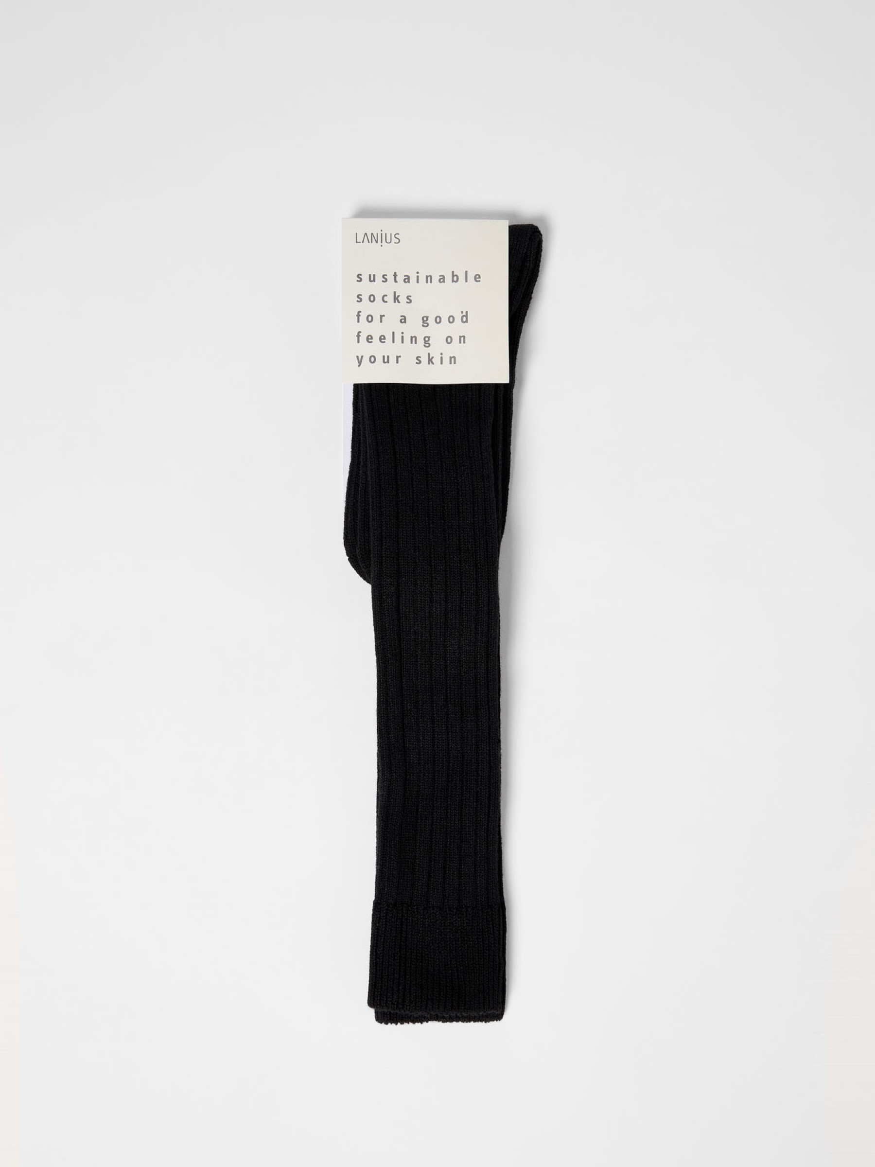 Socken Kniestrümpfe mit Rippe GOTS black Lanius