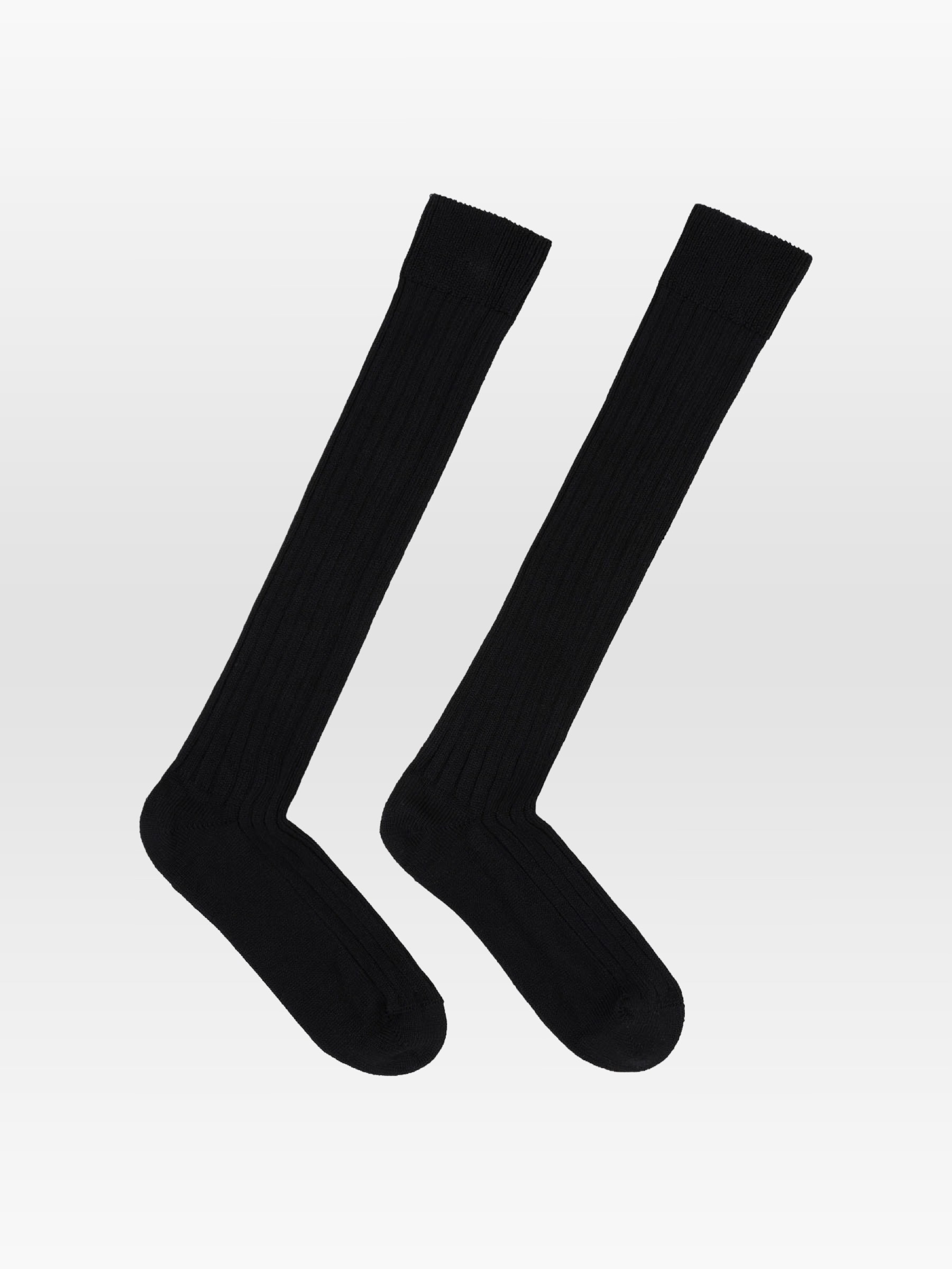 Socken Kniestrümpfe mit Rippe GOTS black Lanius