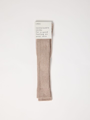 Socken Kniestrümpfe mit Rippe GOTS mocca mouse mouliné Lanius