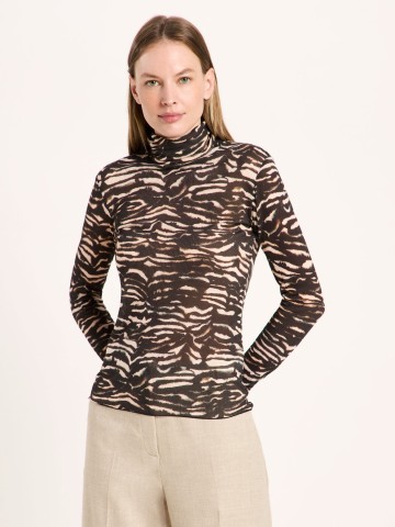 Longsleeve Rollkragenshirt print animal stipes rose Lanius