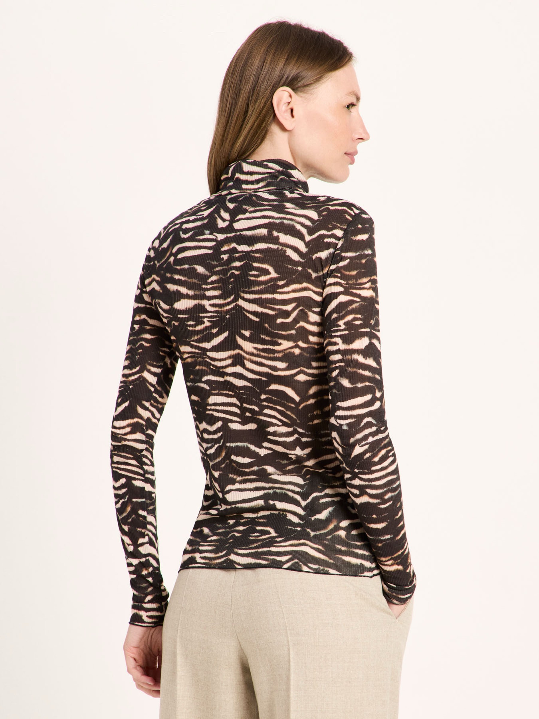 Longsleeve Rollkragenshirt print animal stipes rose Lanius