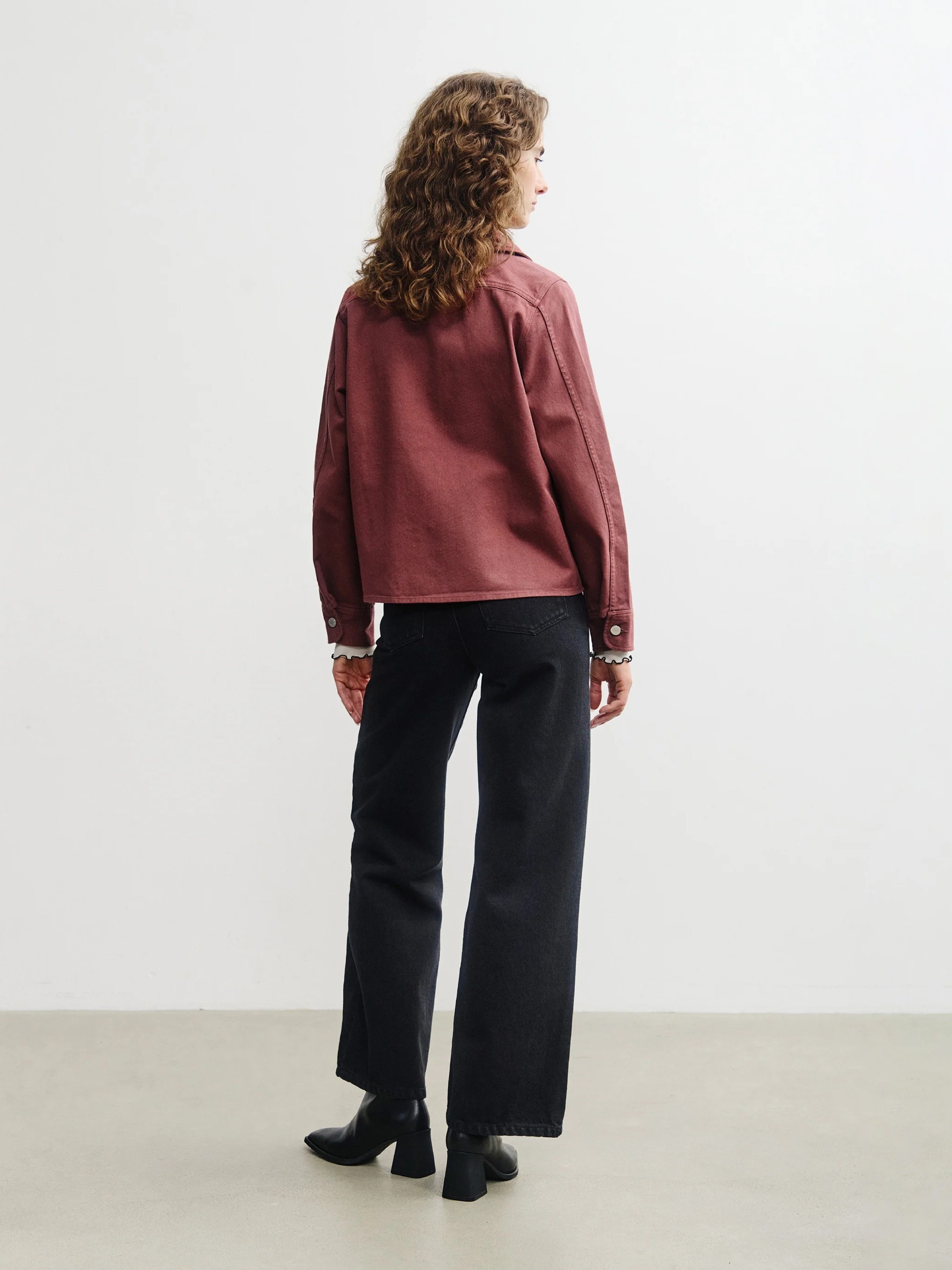 Jacke Cropped Jacket washed burgundy Rotholz
