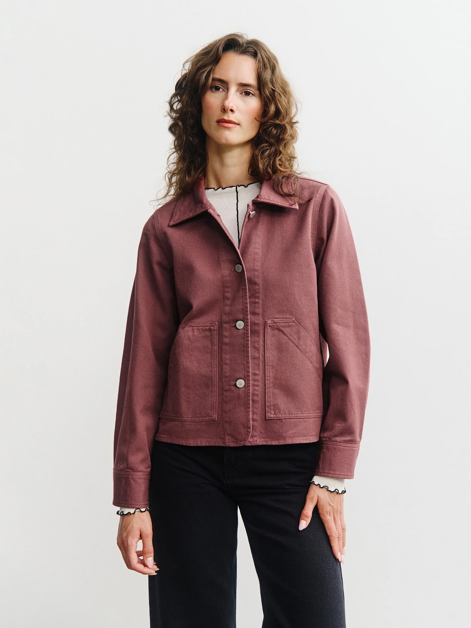 Jacke Cropped Jacket washed burgundy Rotholz