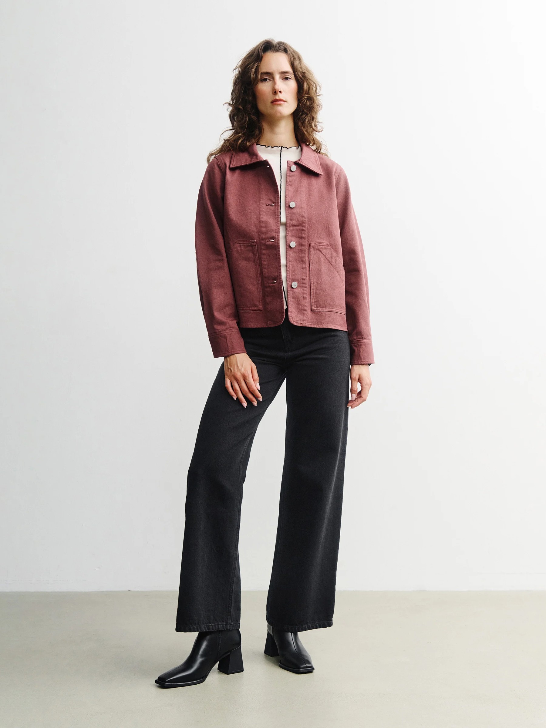 Jacke Cropped Jacket washed burgundy Rotholz