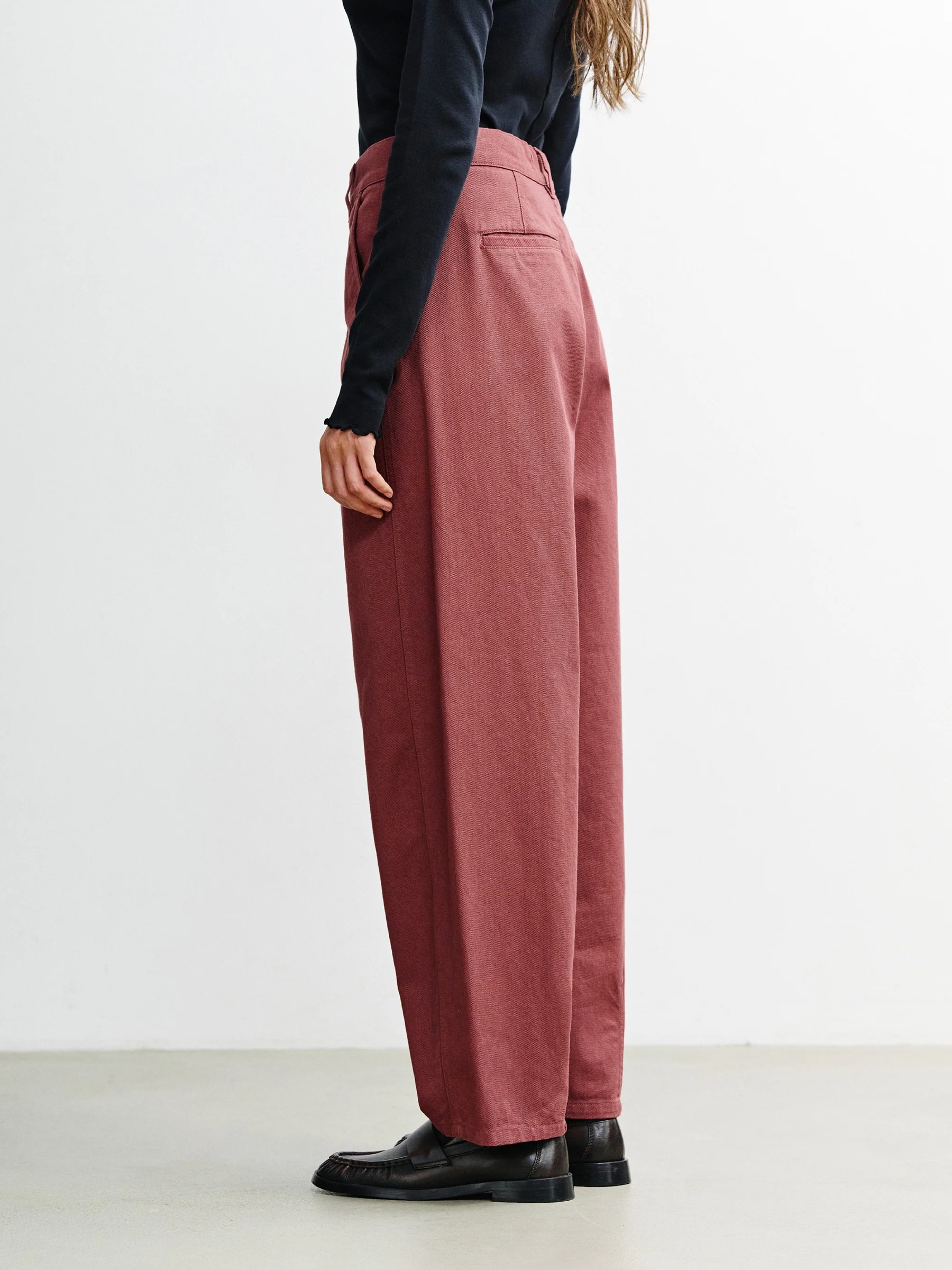 Hose Barrel-Leg Pant washed burgundy Rotholz