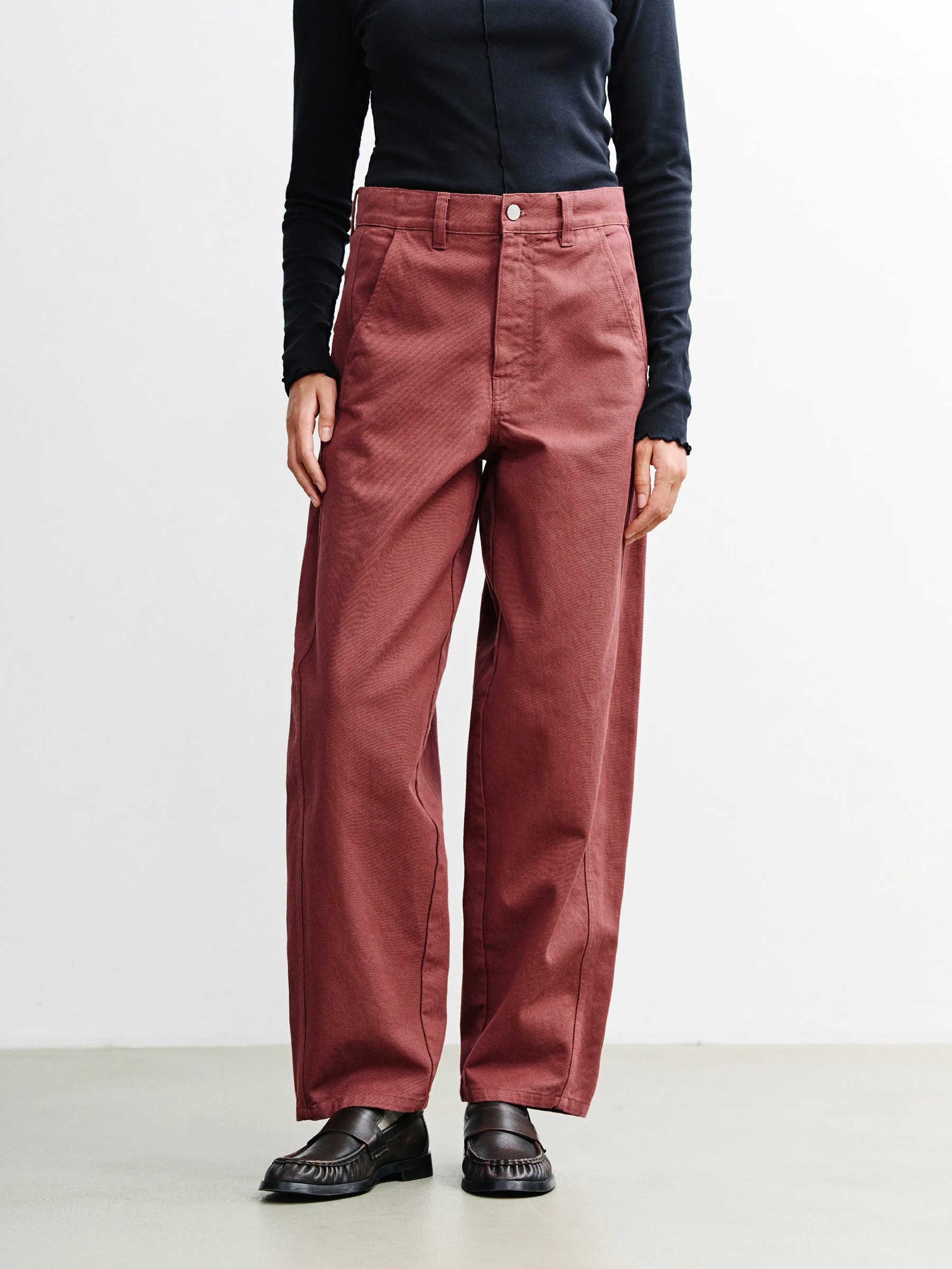 Hose Barrel-Leg Pant washed burgundy Rotholz