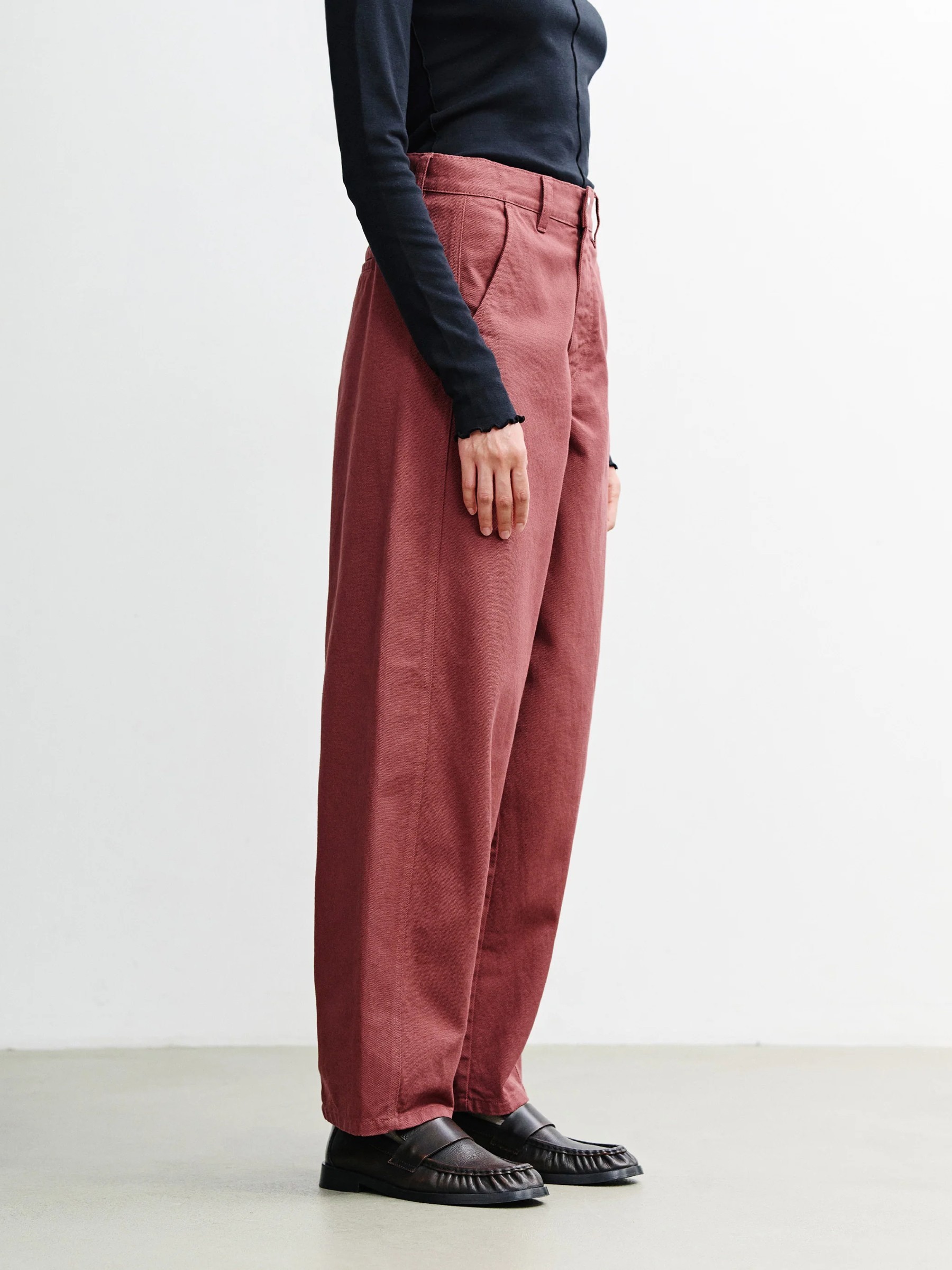 Hose Barrel-Leg Pant washed burgundy Rotholz
