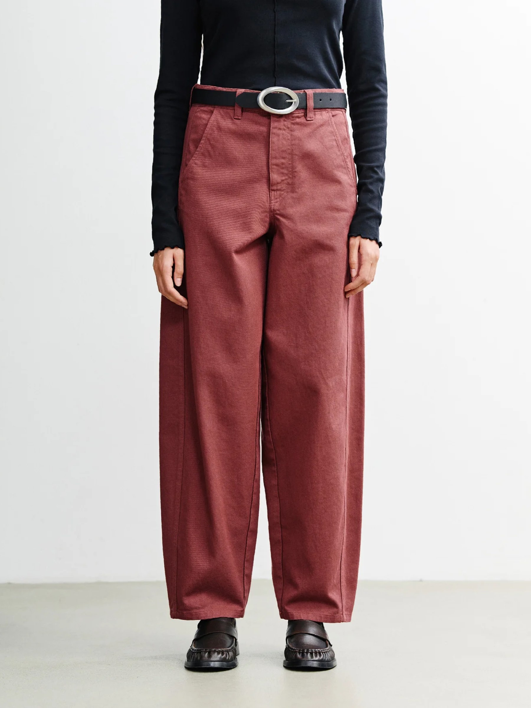 Hose Barrel-Leg Pant washed burgundy Rotholz