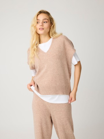 Weste Lambswool Knit Vest kelp melange Knowledge Cotton Apparel