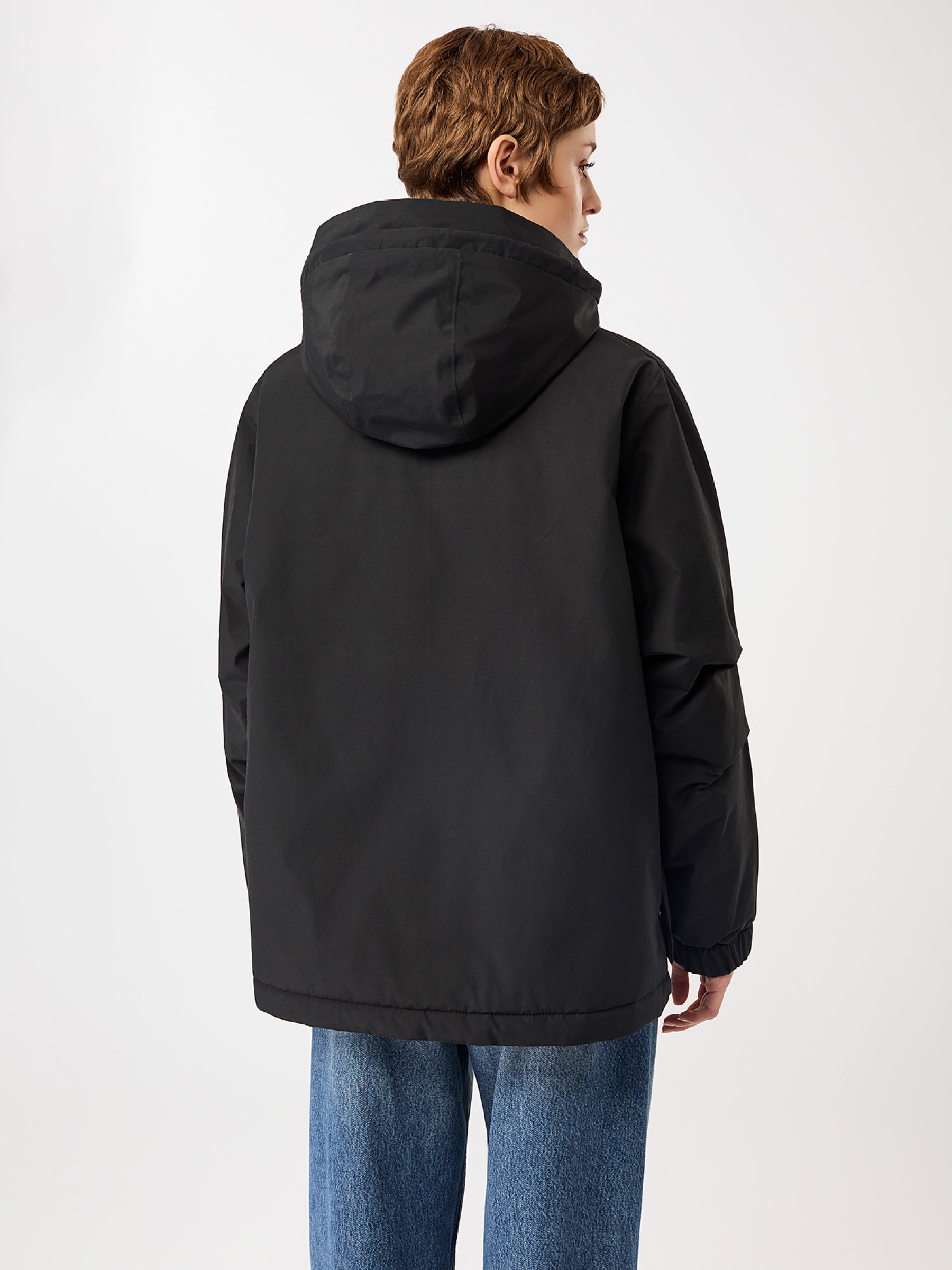 Jacke Wattierter Kurzparka in lockerem Volumen black LangerChen