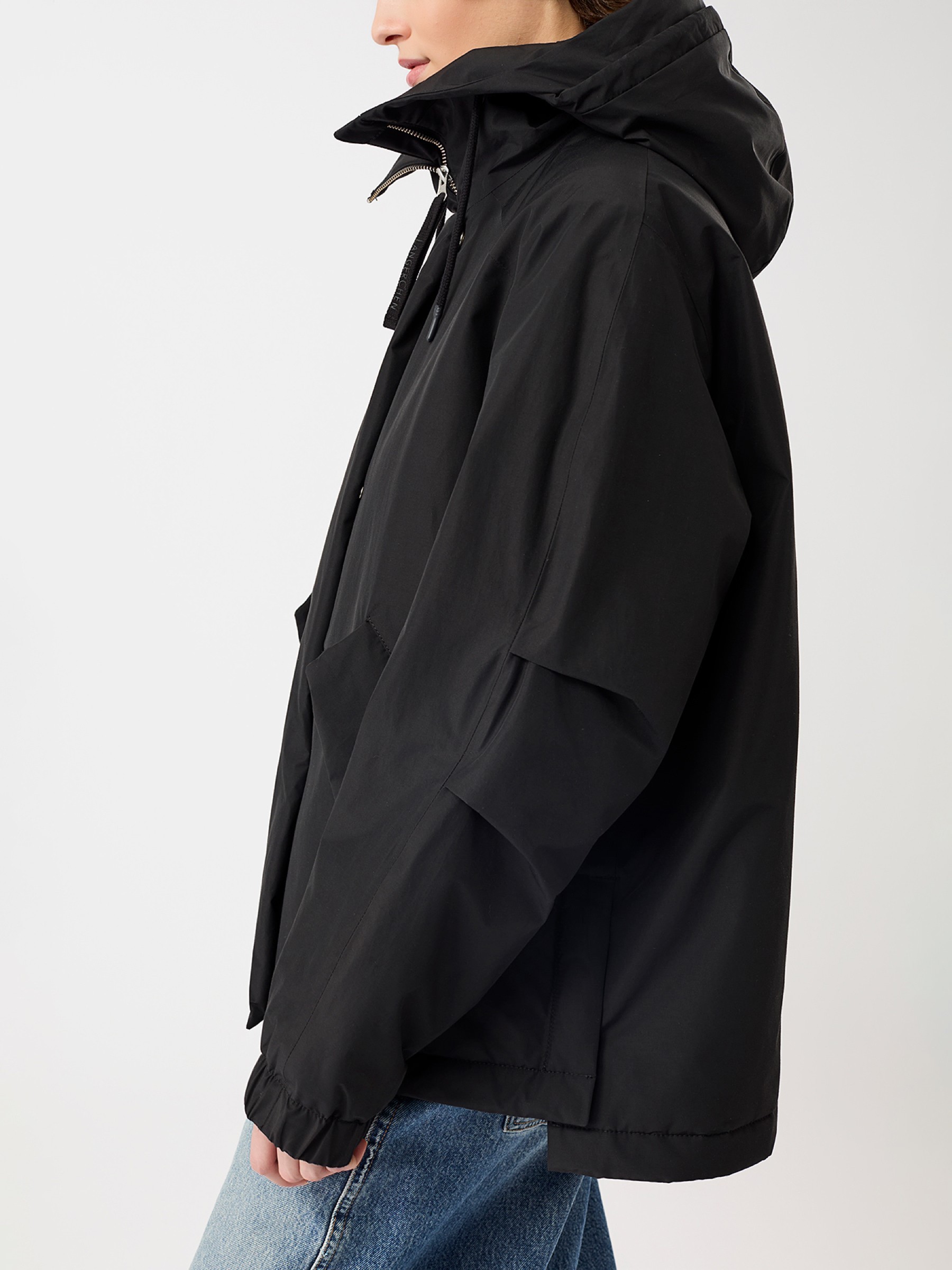 Jacke Wattierter Kurzparka in lockerem Volumen black LangerChen