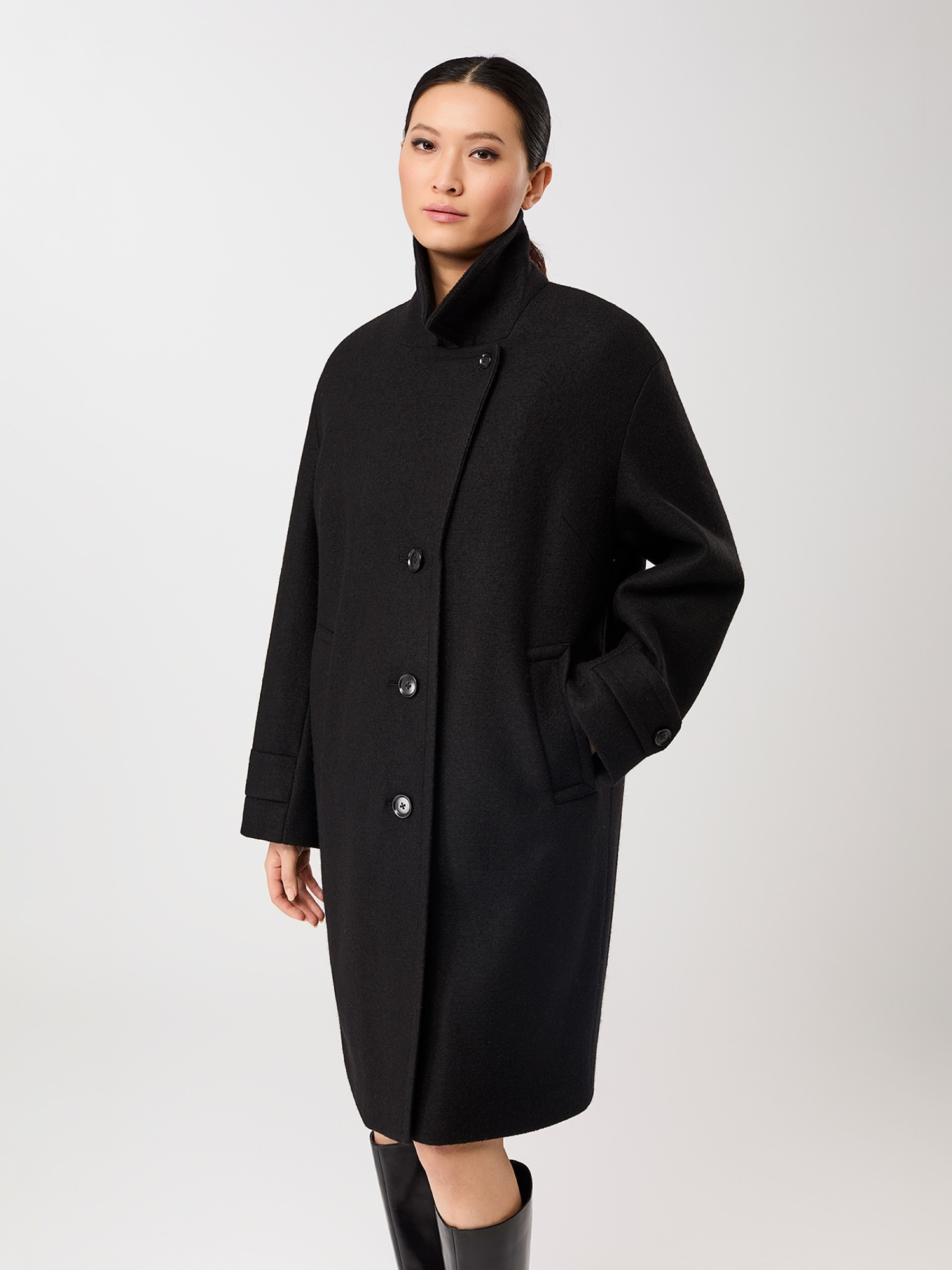 Jacke Kurzer Mantel mit Revers black LangerChen