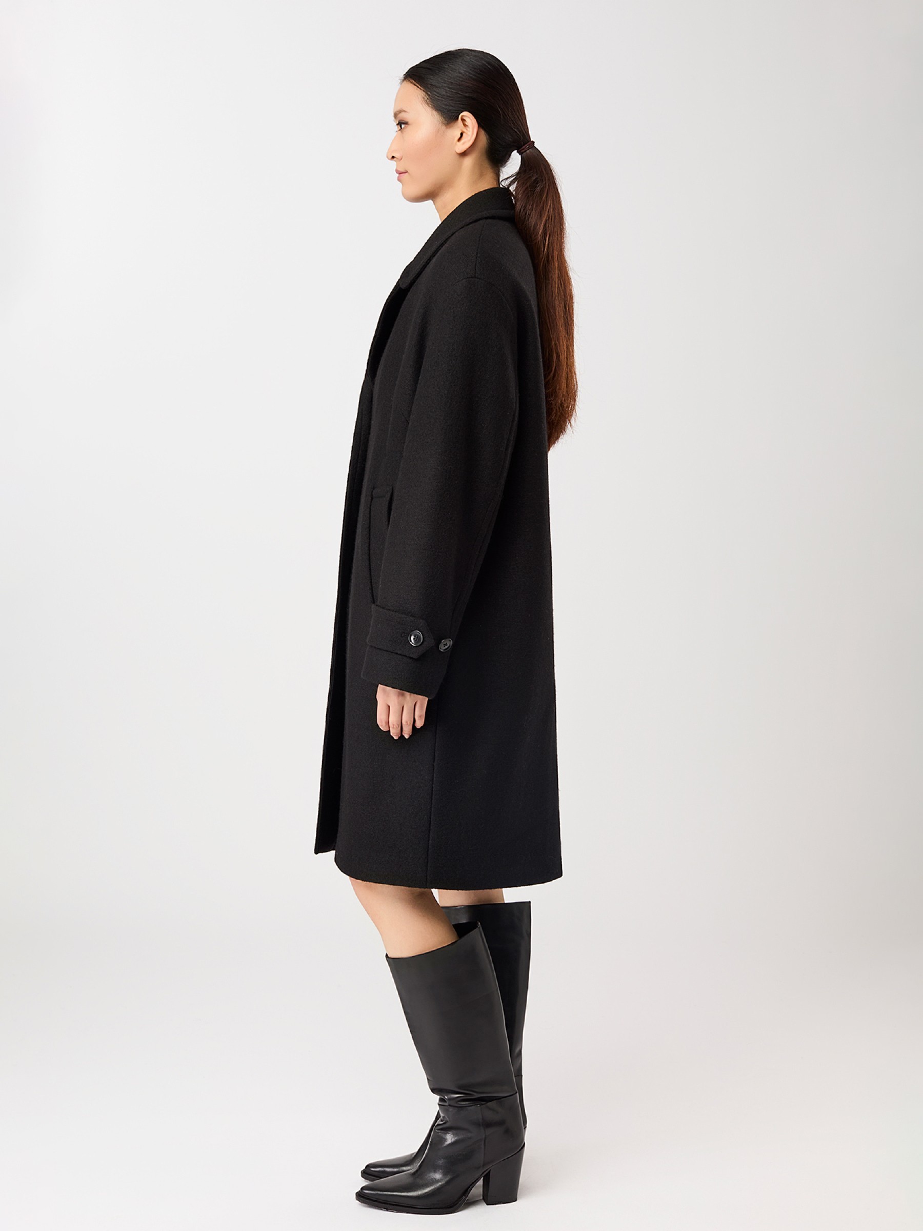 Jacke Kurzer Mantel mit Revers black LangerChen