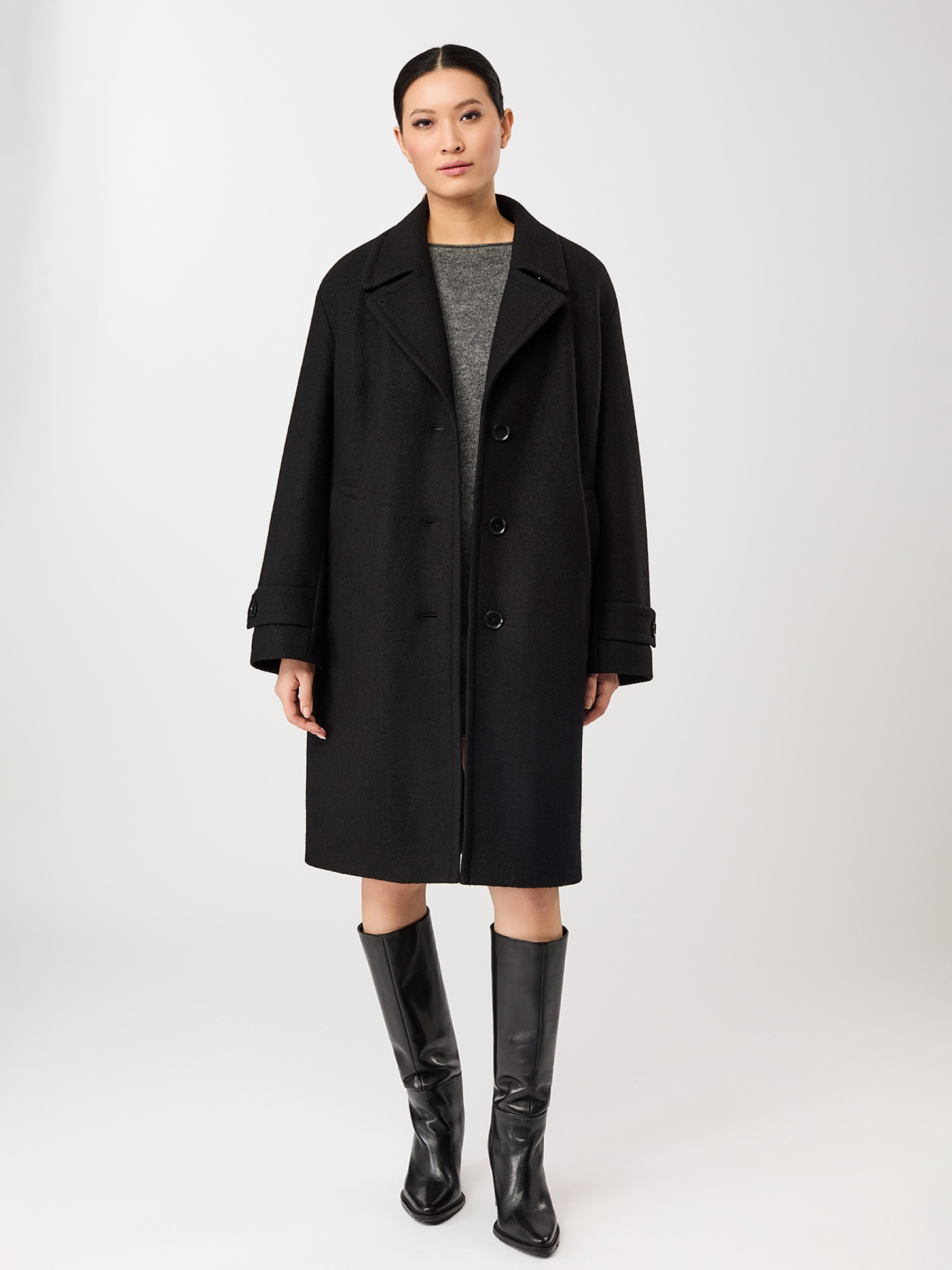 Jacke Kurzer Mantel mit Revers black LangerChen