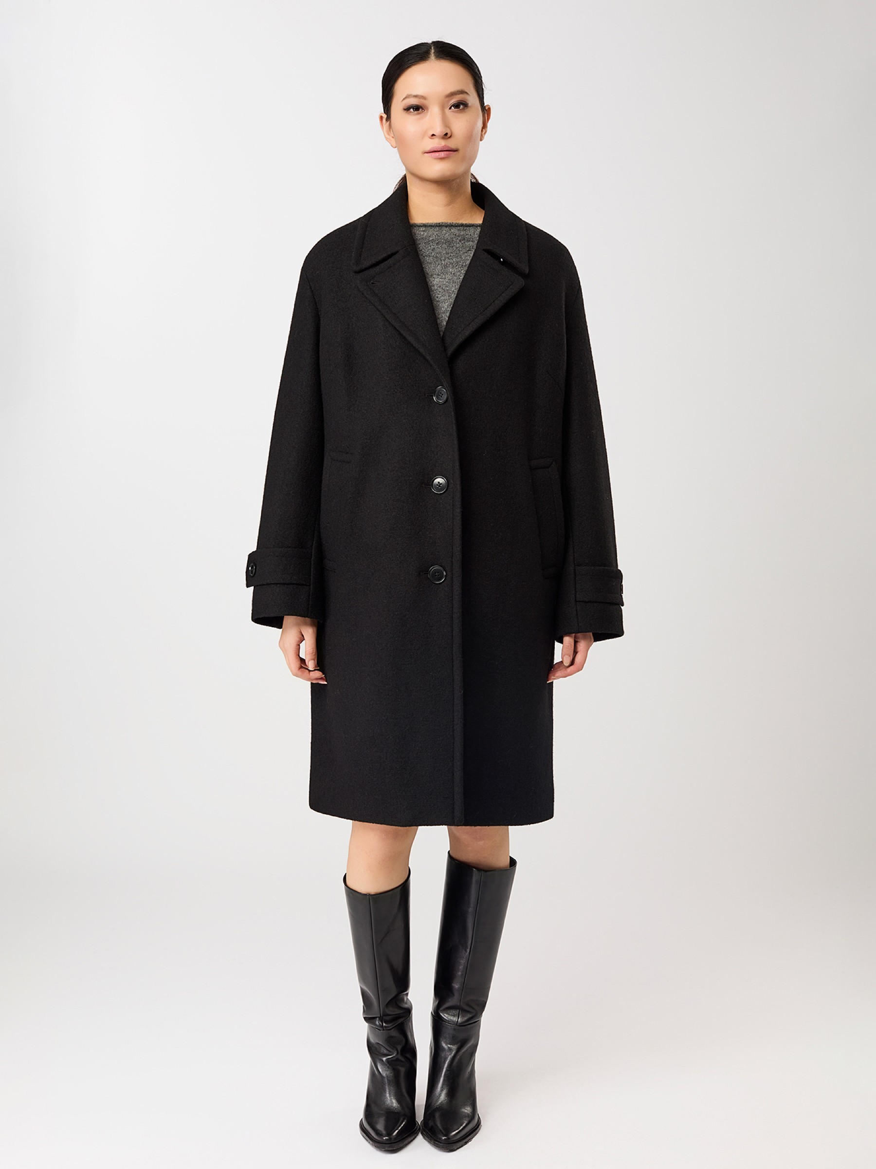 Jacke Kurzer Mantel mit Revers black LangerChen