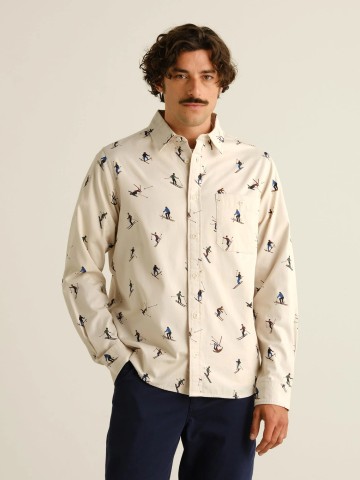 Hemd Shirt Lunnevik Ski Team oat white rainy day Dedicated
