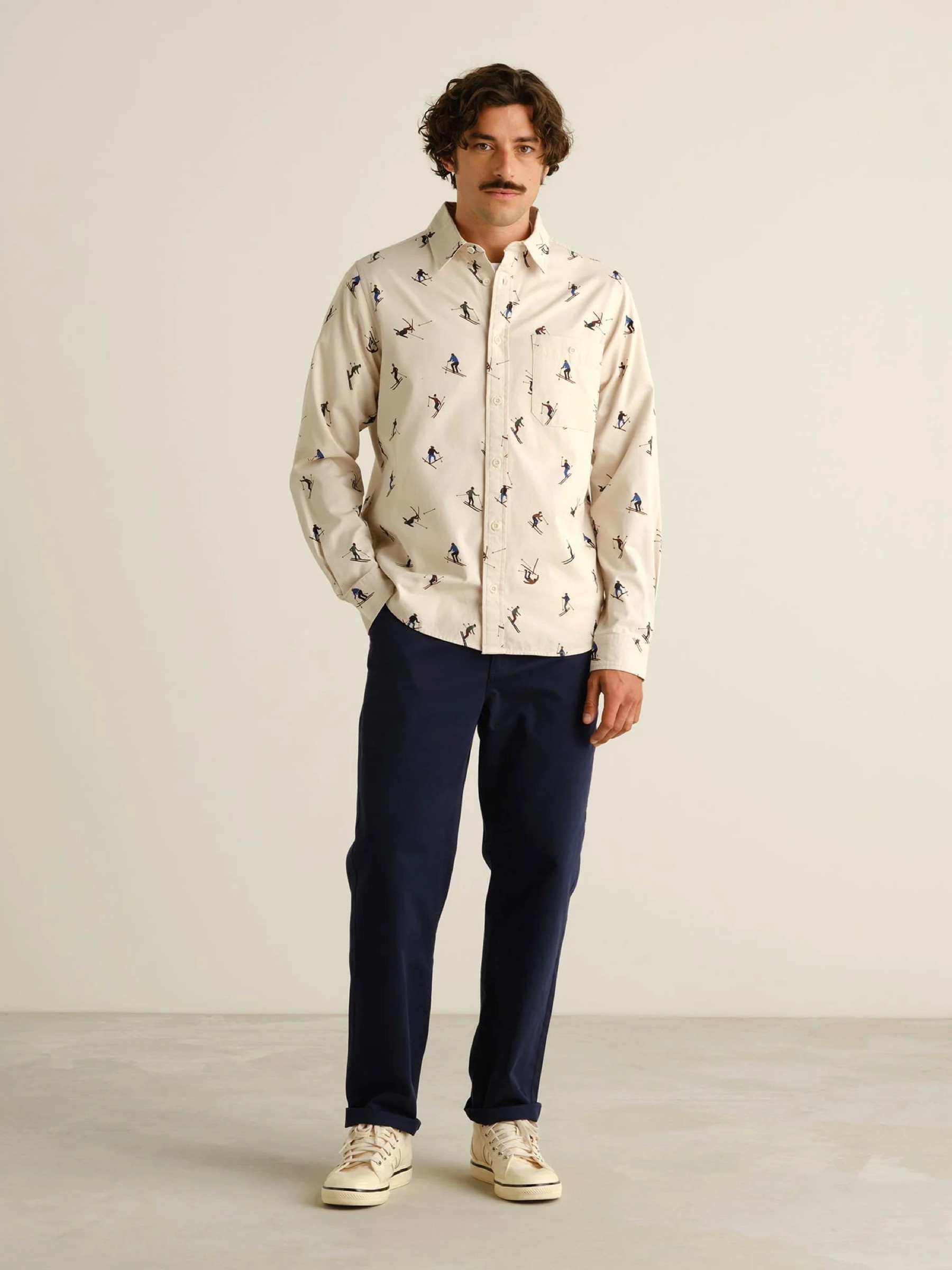 Hemd Shirt Lunnevik Ski Team oat white rainy day Dedicated