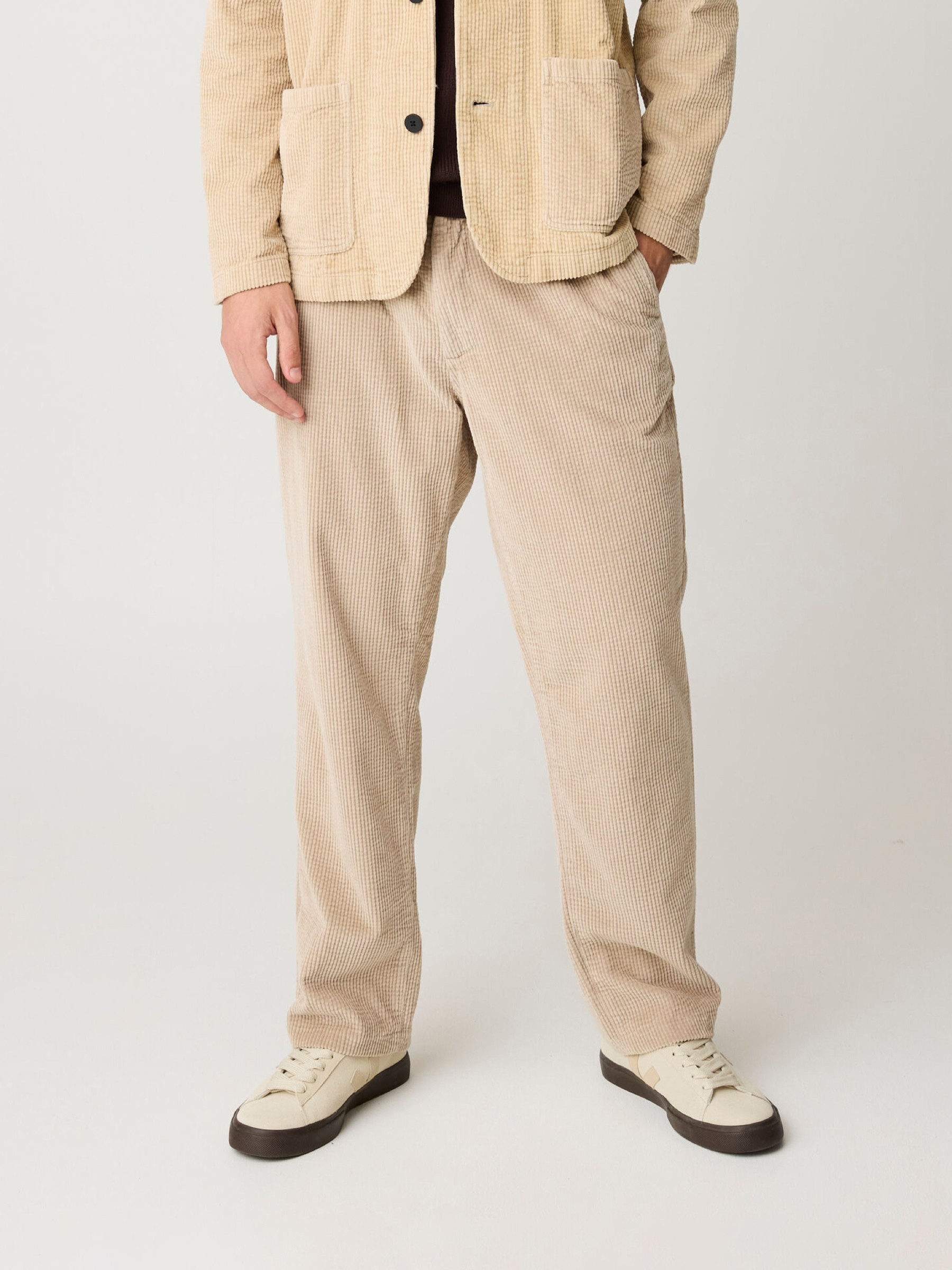 Hose Fig Comfoft Corduroy Pants light feather gray Knowledge Cotton Apparel