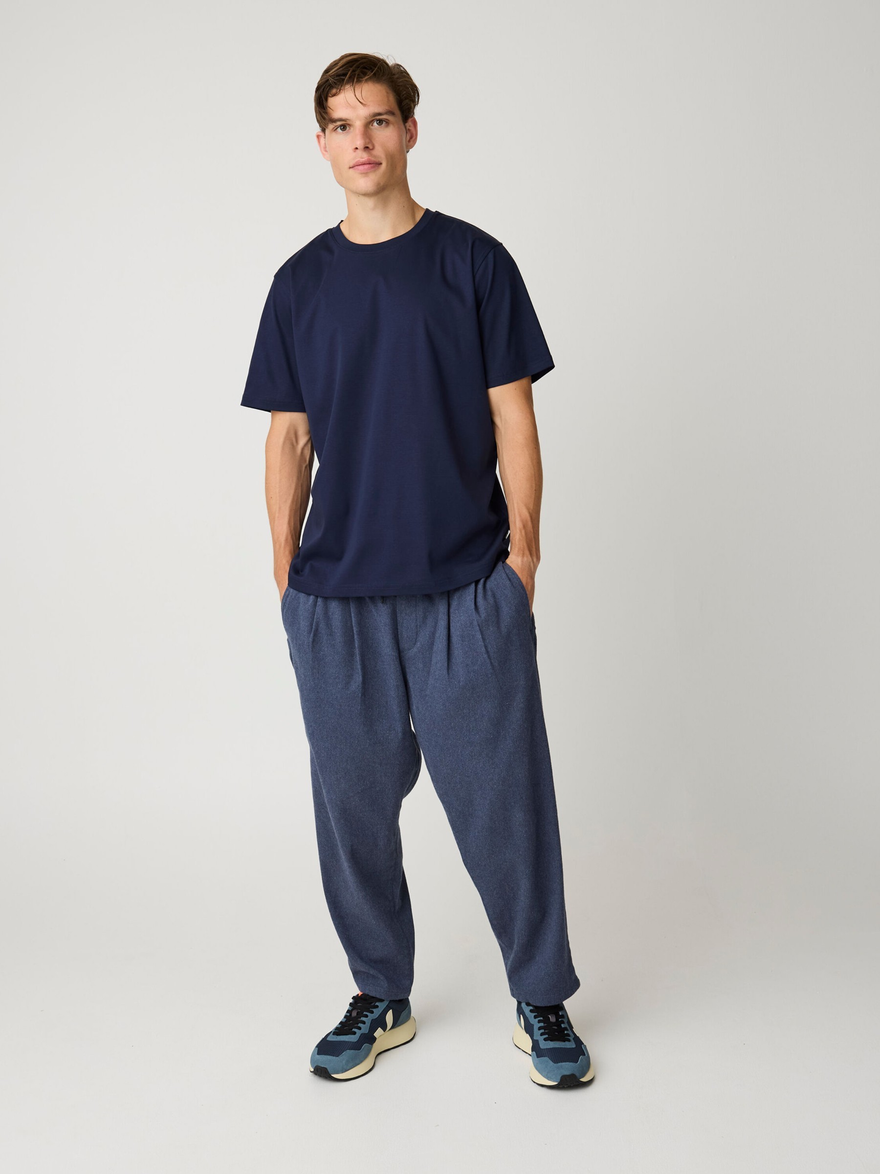 Hose Ozone Relaxed Flannel Pant vintage indigo Knowledge Cotton Apparel
