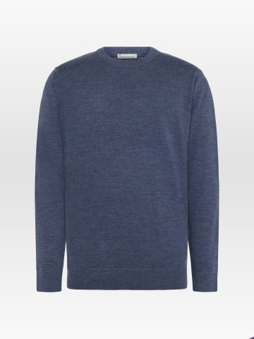 Pullover Merino Crew Neck Sweater vintage indigo Knowledge Cotton Apparel