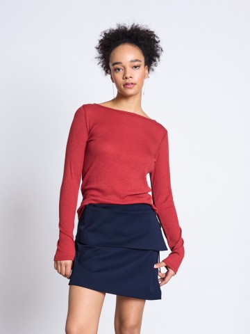 Merinowool Rib Longsleeve Tilla mid red Jan 'n June