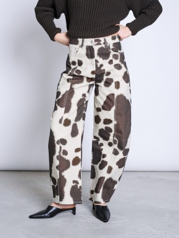 Hose Printed Barrel Leg Denim Jeans Faya cow print Jan 'n June