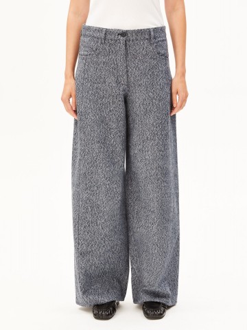 Hose Tweed Barrel Pant mid grey melange-oatmilk Armedangels