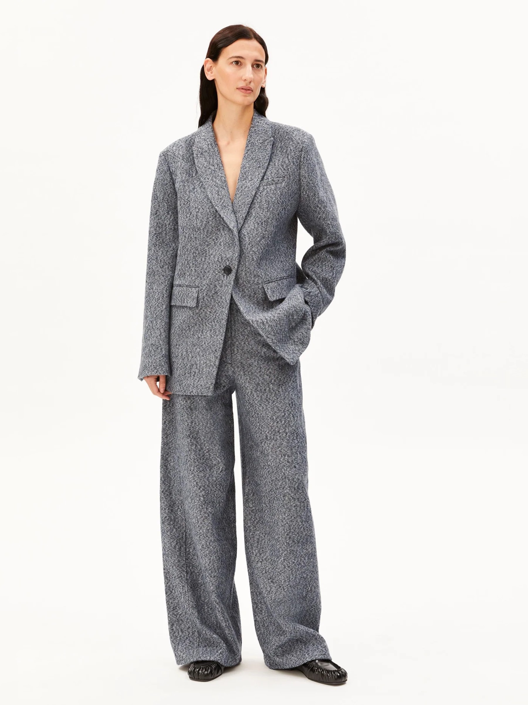 Tweed Oversized Blazer mid grey melange-oatmilk Armedangels