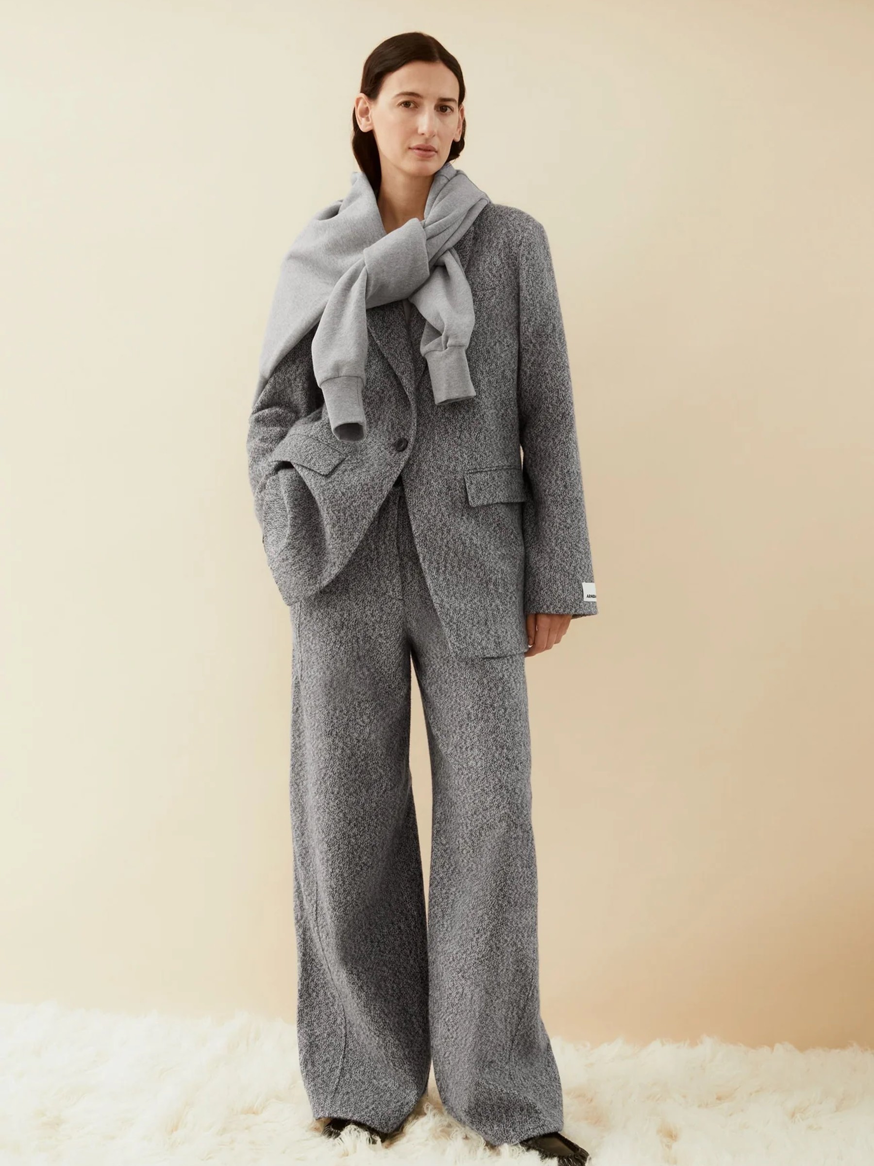 Tweed Oversized Blazer mid grey melange-oatmilk Armedangels