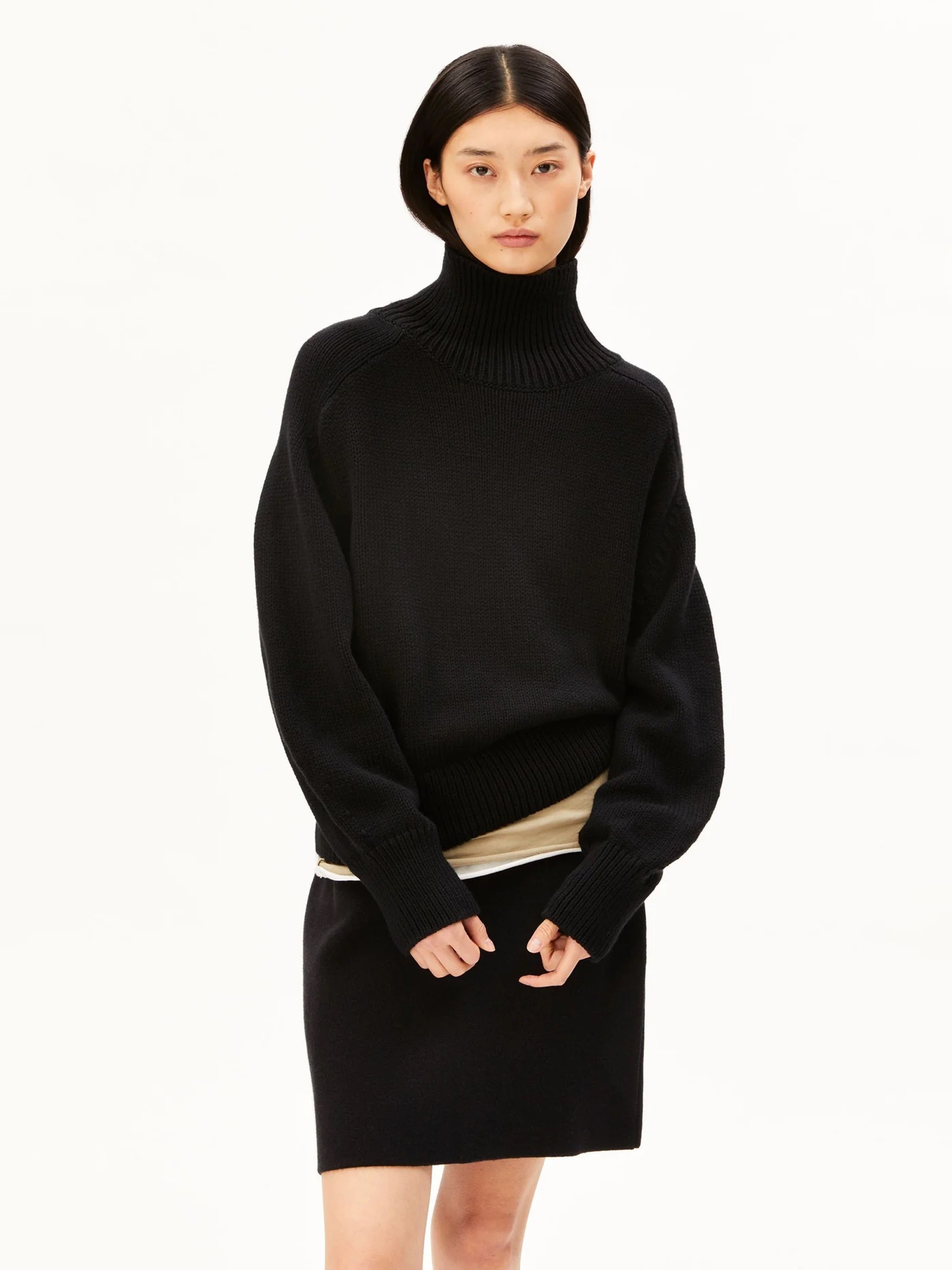 Pullover Winter Cotton Knit Sweater black Armedangels
