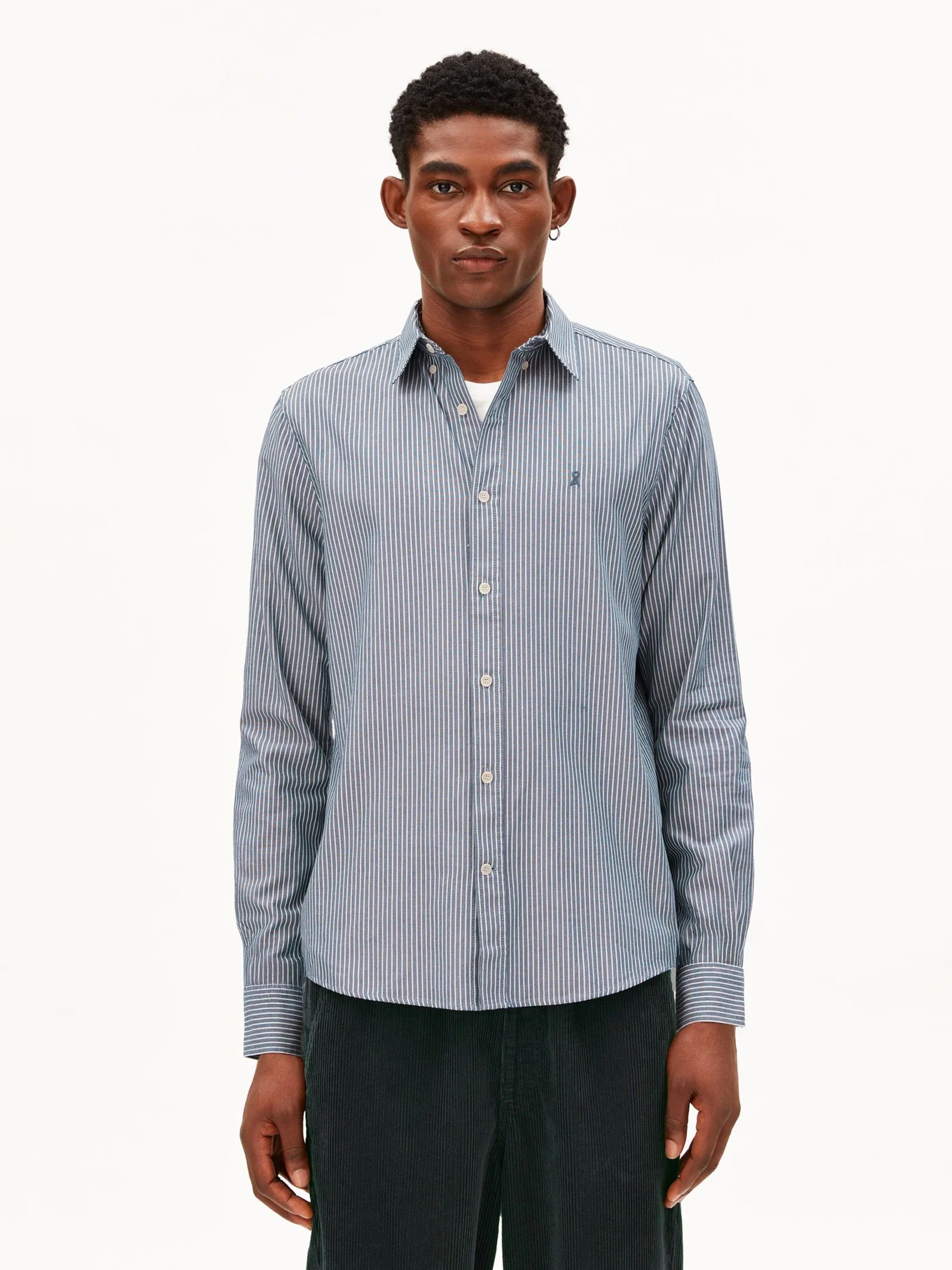 Hemd Quaasa Stripe Longsleeve Shirt petrol velvet Armedangels