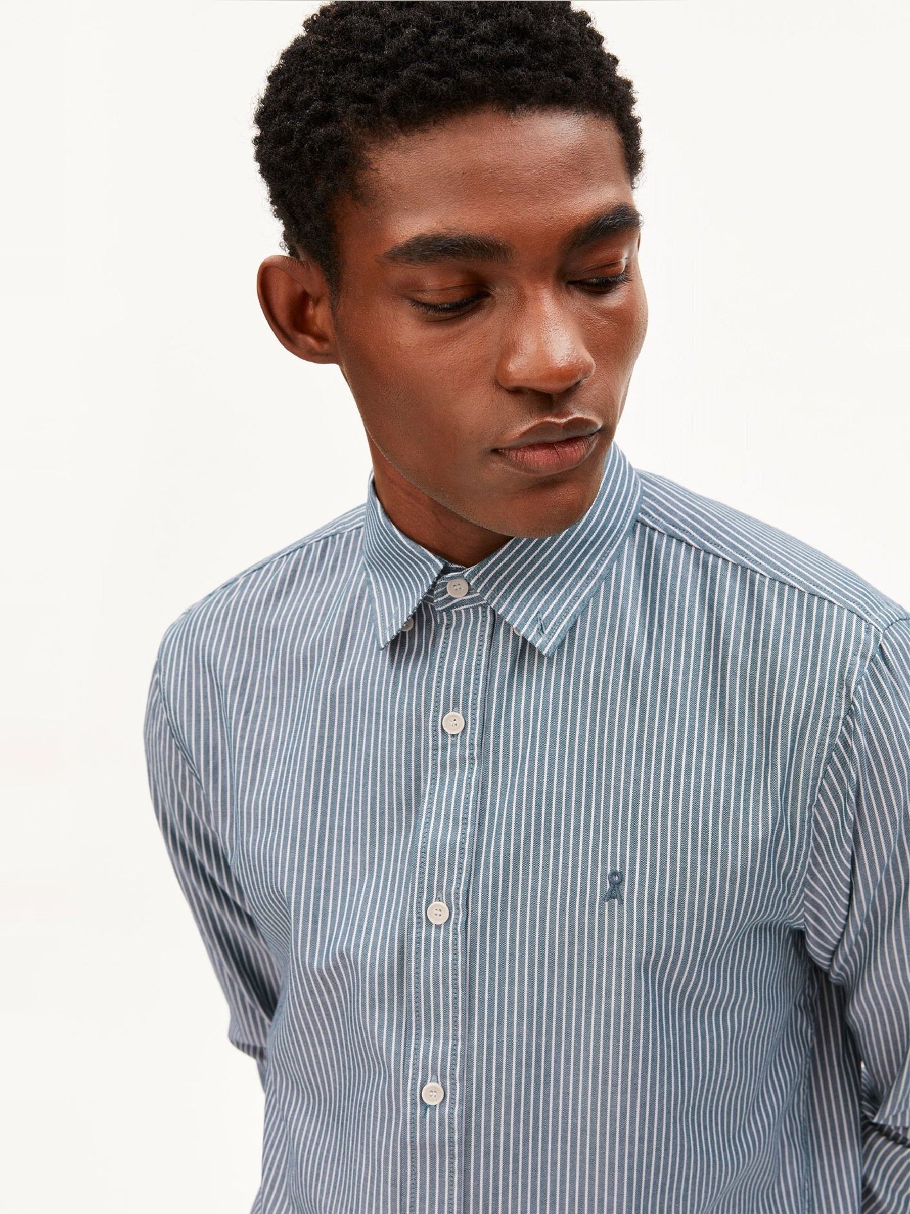 Hemd Quaasa Stripe Longsleeve Shirt petrol velvet Armedangels