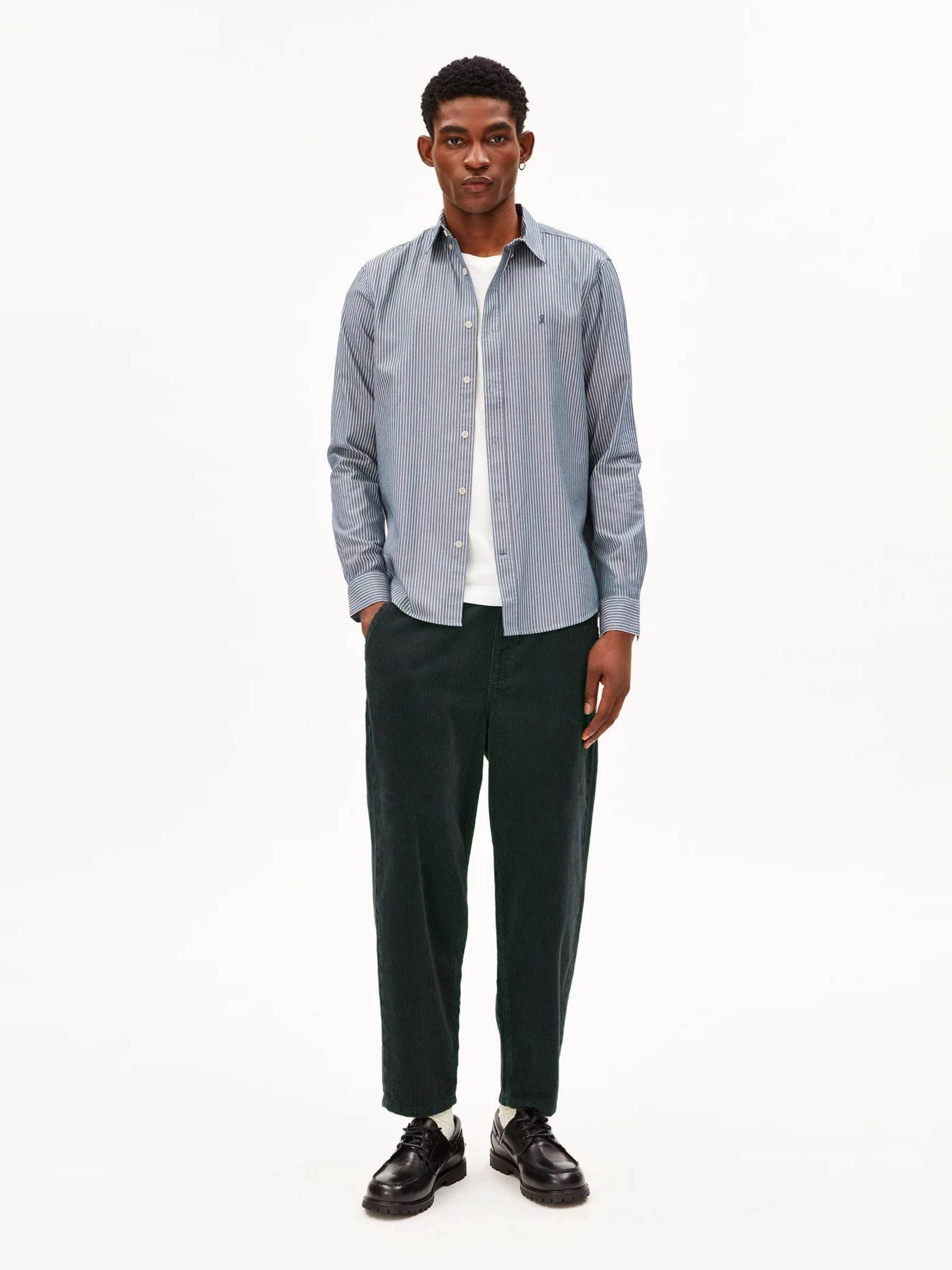Hemd Quaasa Stripe Longsleeve Shirt petrol velvet Armedangels