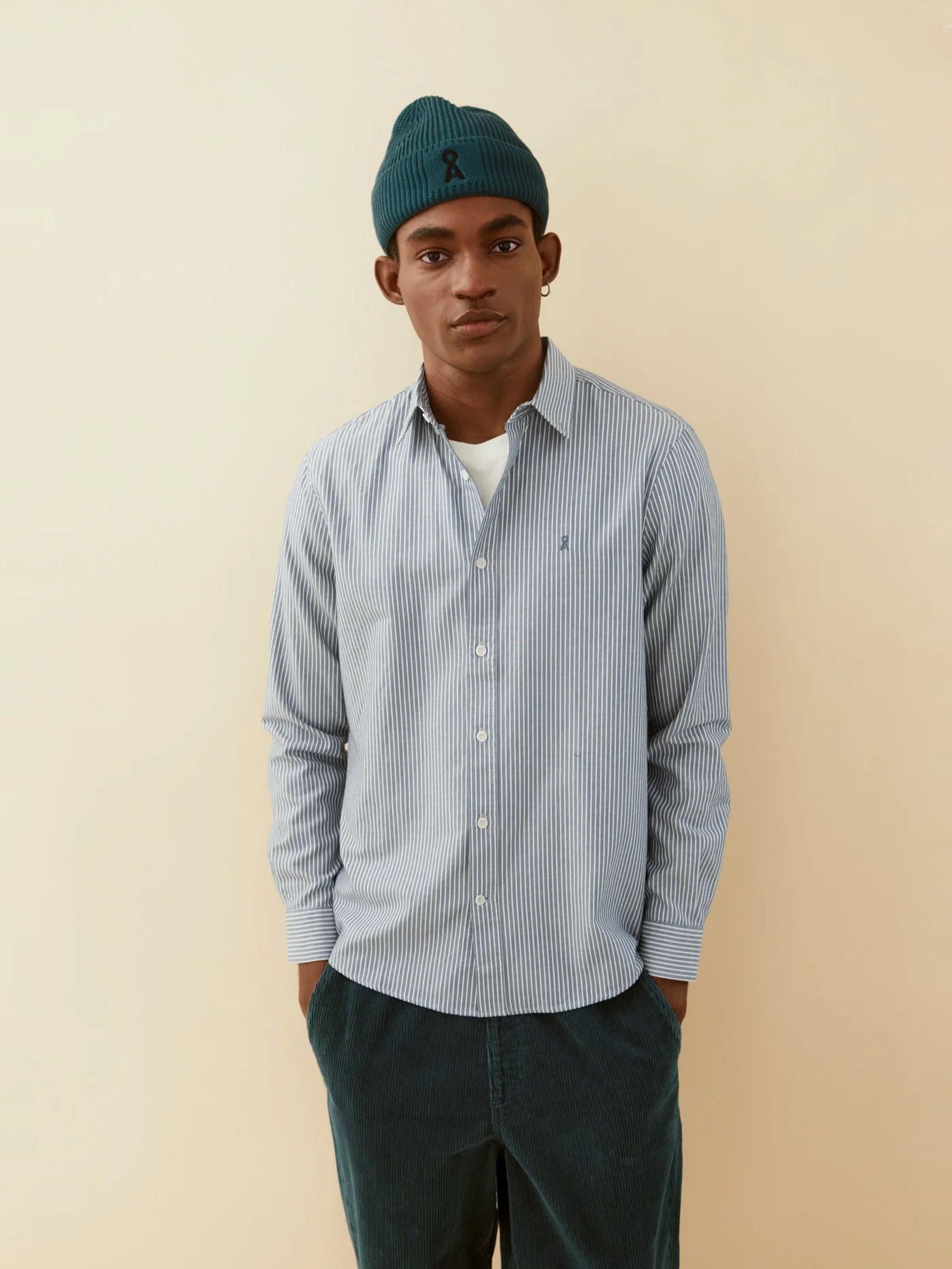 Hemd Quaasa Stripe Longsleeve Shirt petrol velvet Armedangels