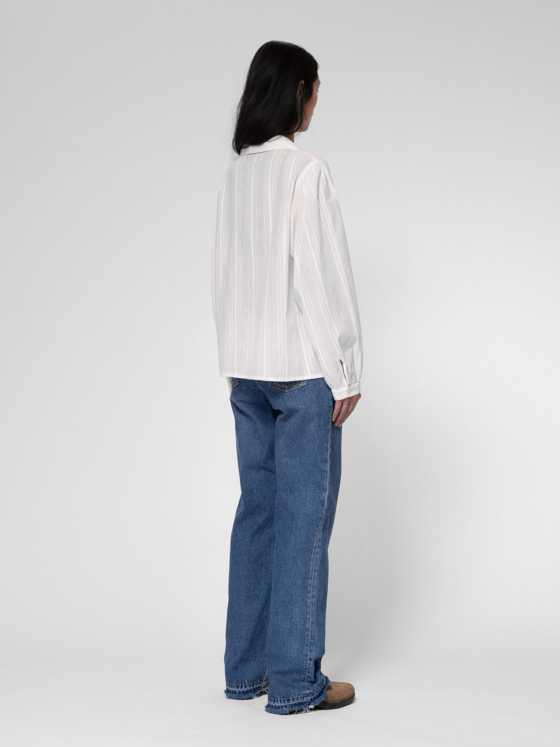 Bluse Edith Striped Dobby Blouse offwhite Nudie Jeans