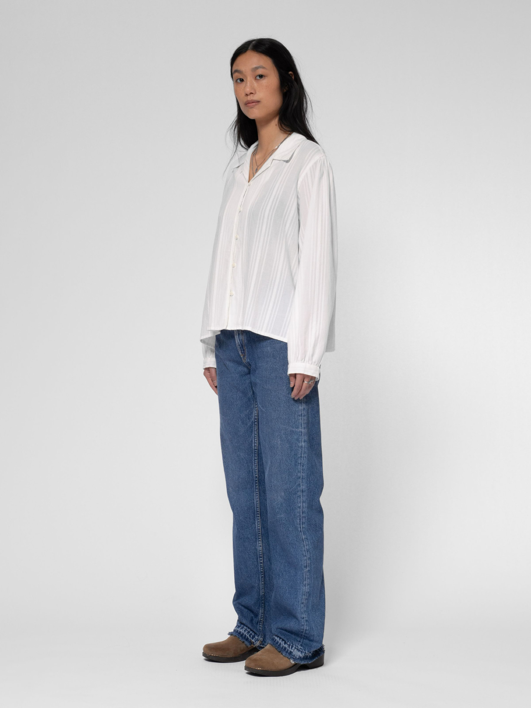 Bluse Edith Striped Dobby Blouse offwhite Nudie Jeans