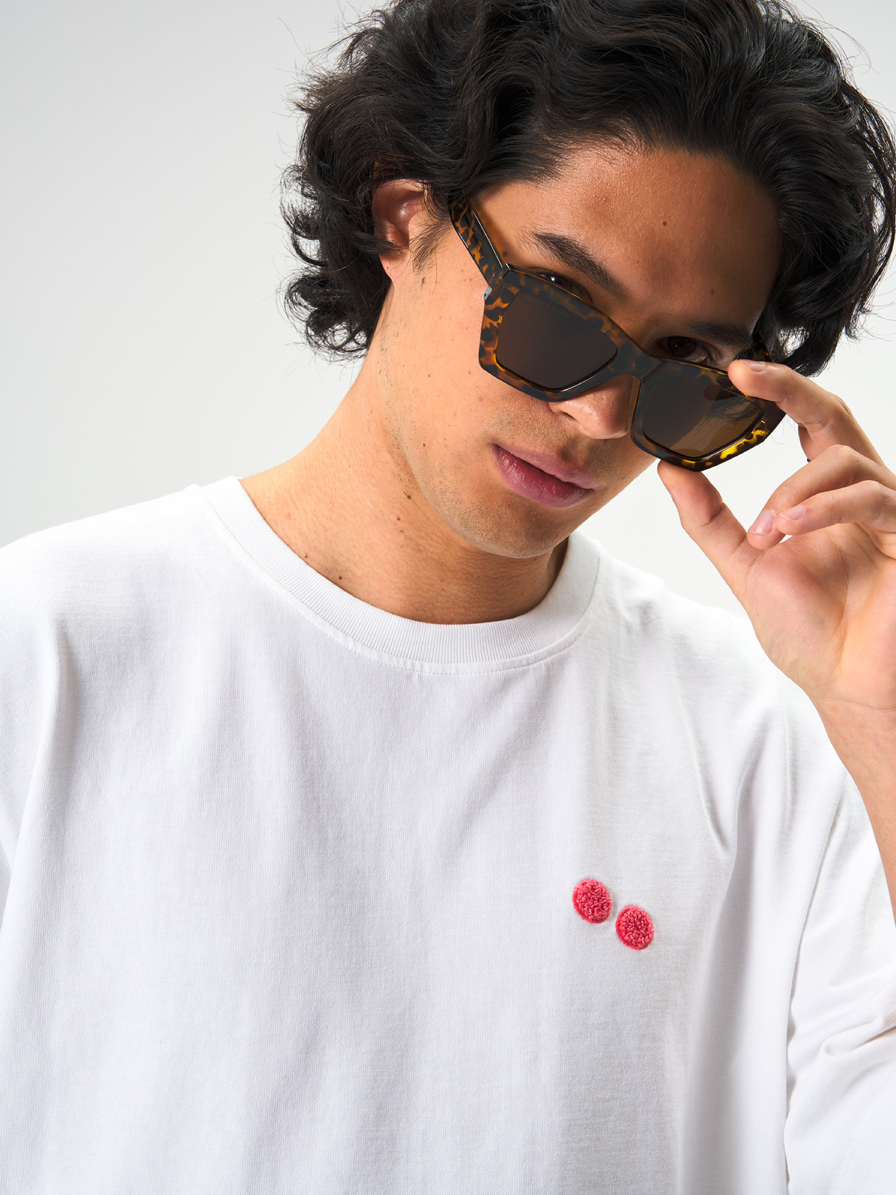 T-Shirt Cotton Graphic Men white frottee watermelon pinqponq