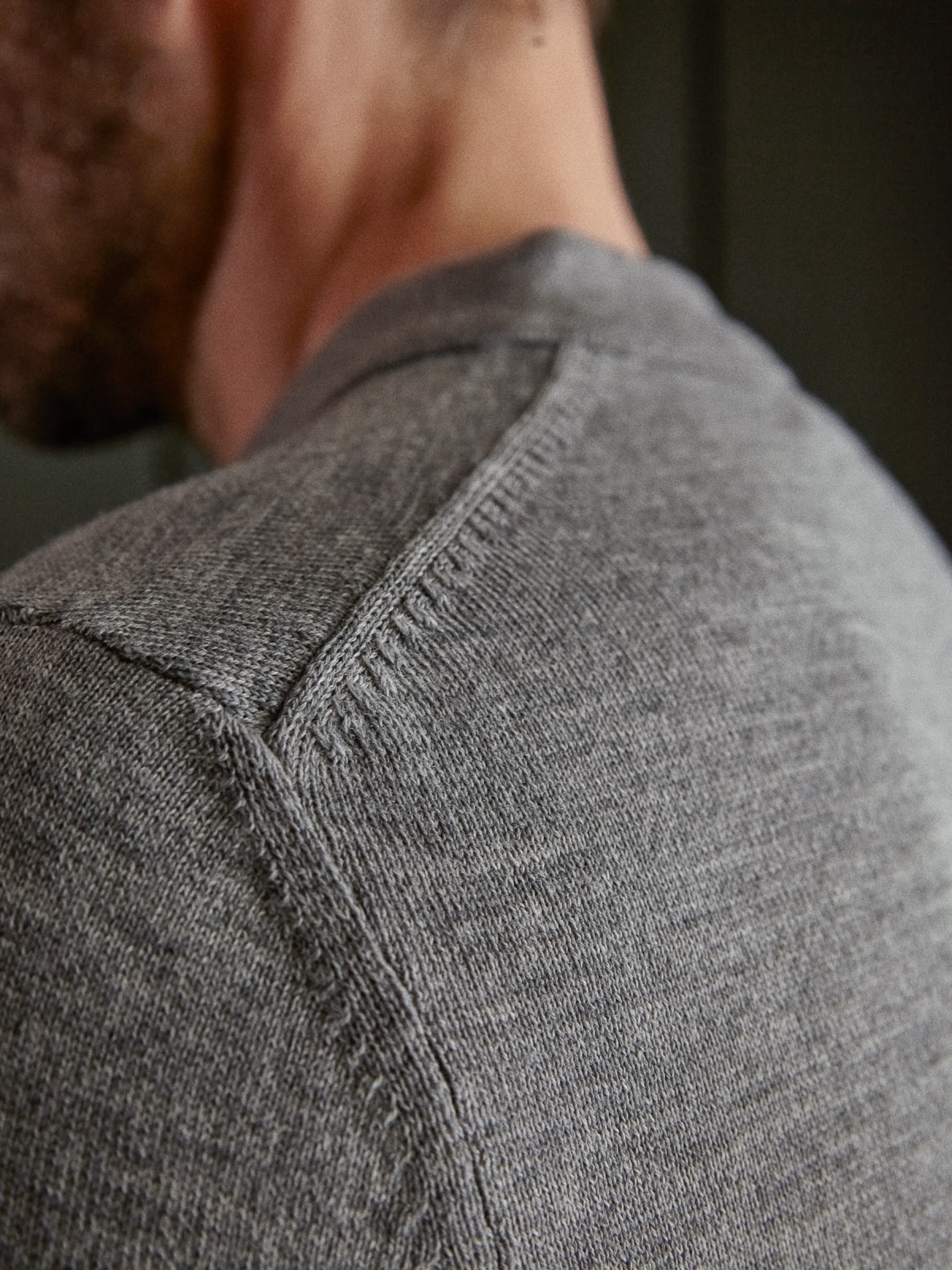 Kaspar Longsleeve Polo eco merino melange grey About Companions