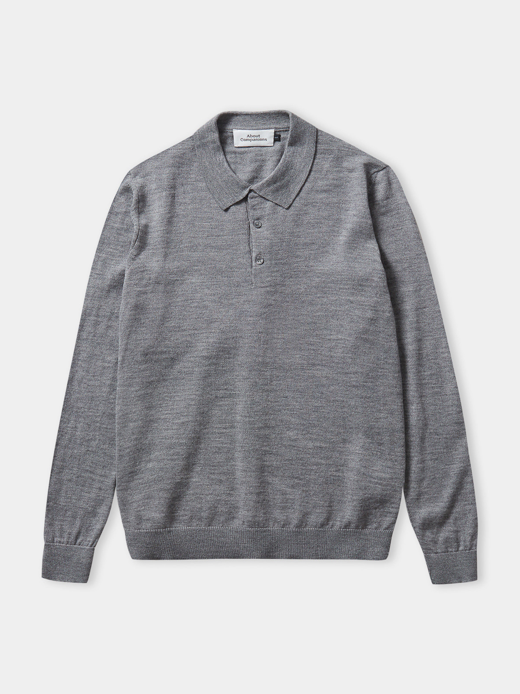 Kaspar Longsleeve Polo eco merino melange grey About Companions