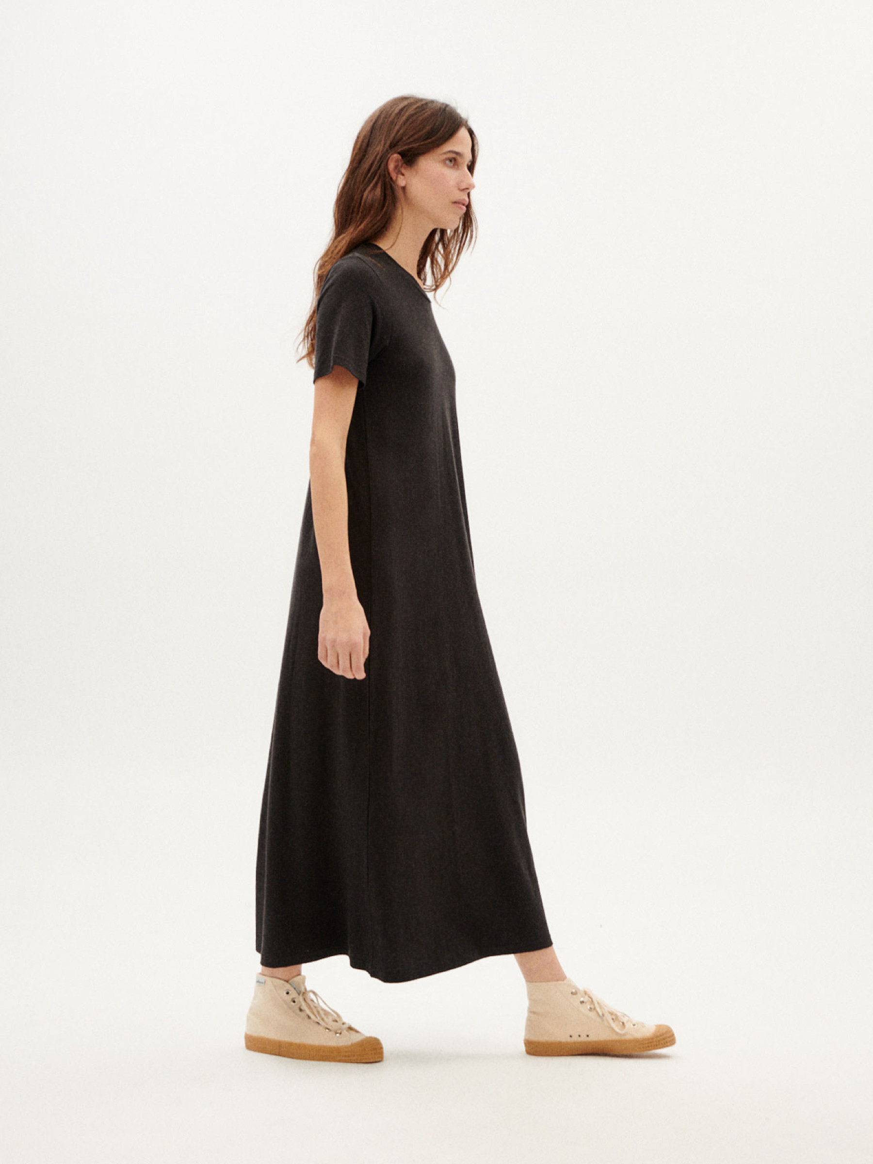 Kleid Hemp Oueme Dress black Thinking Mu