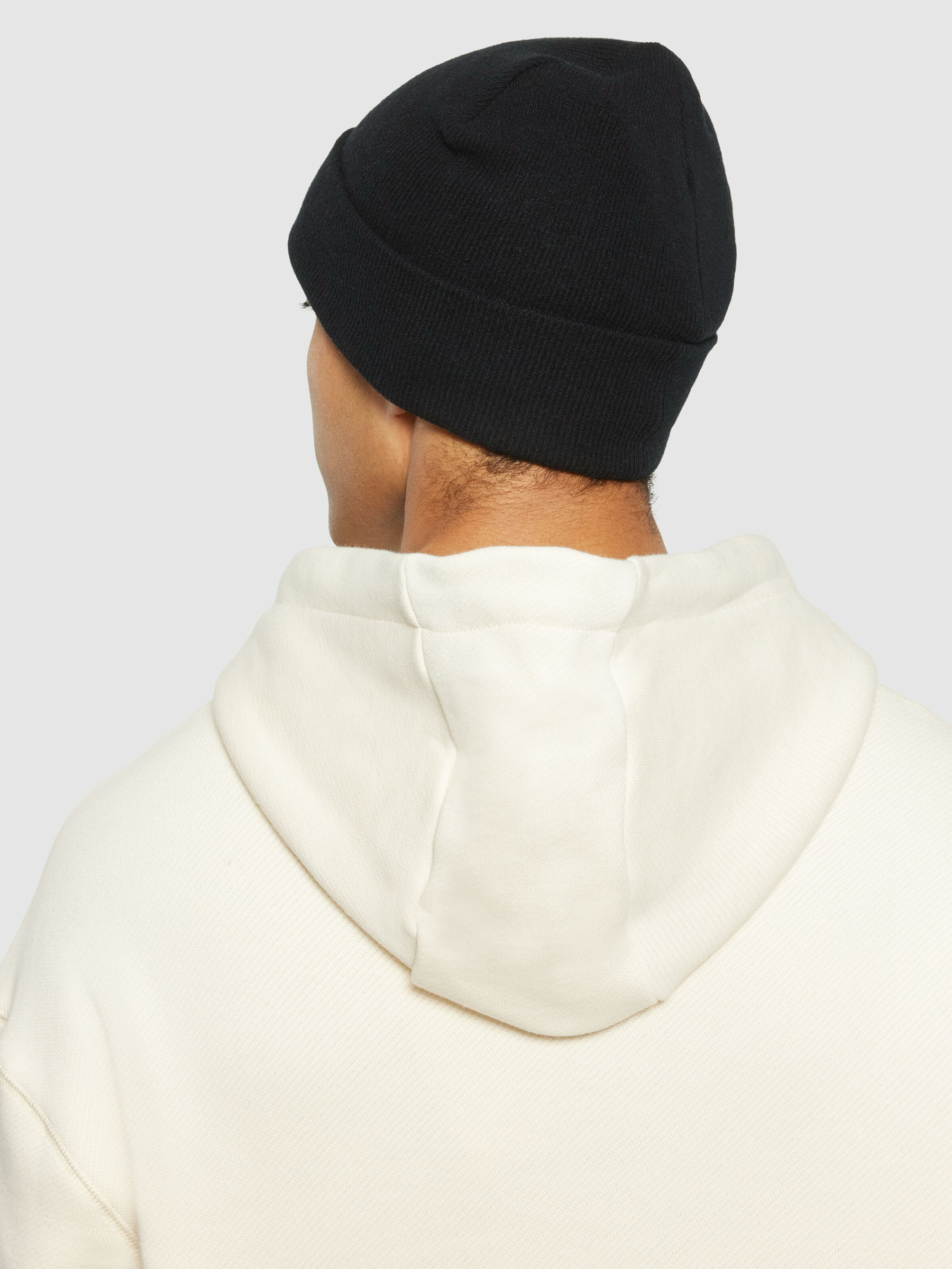 Mütze Double Layer Wool Beanie black jet Knowledge Cotton Apparel