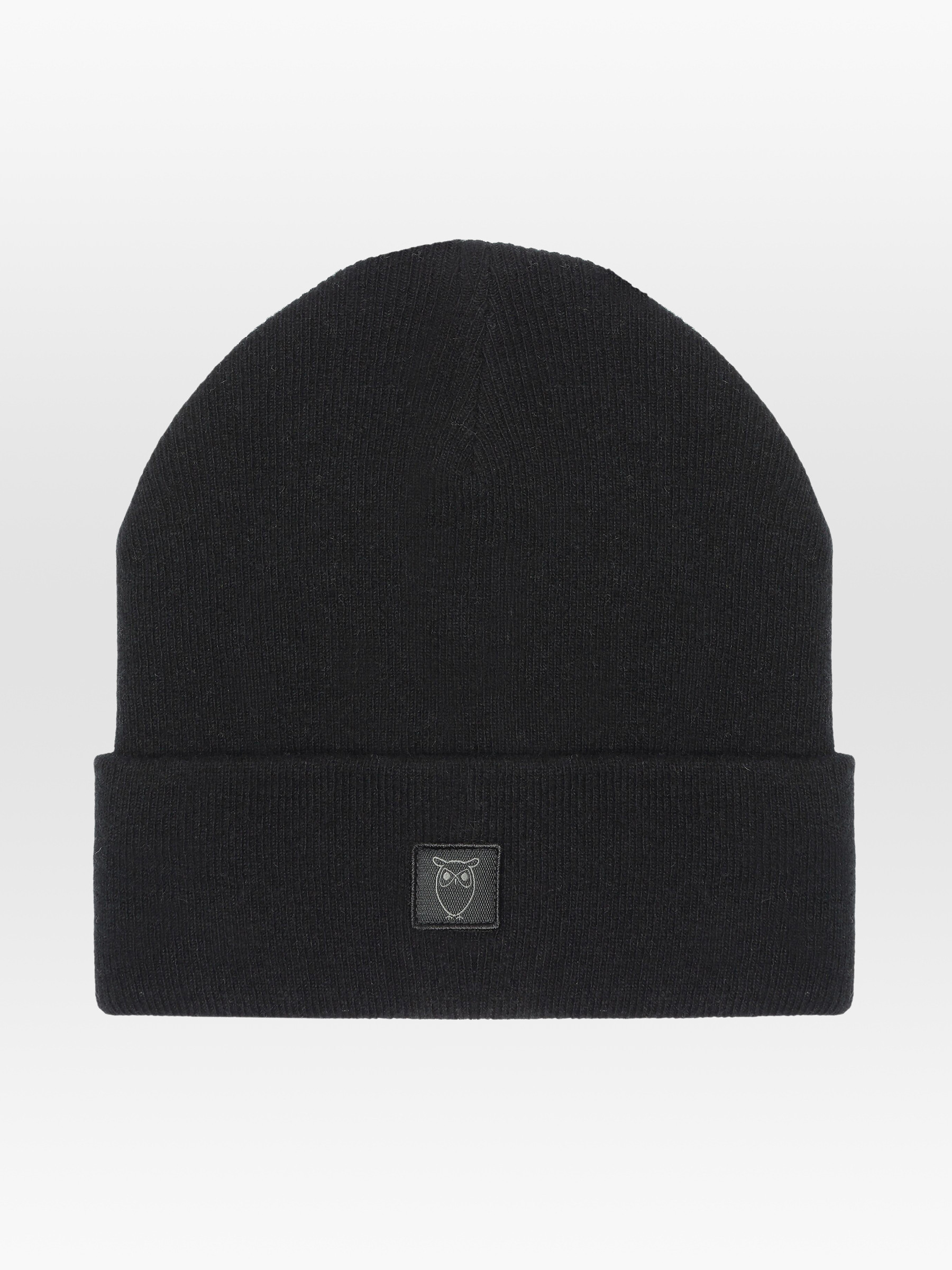 Mütze Double Layer Wool Beanie black jet Knowledge Cotton Apparel