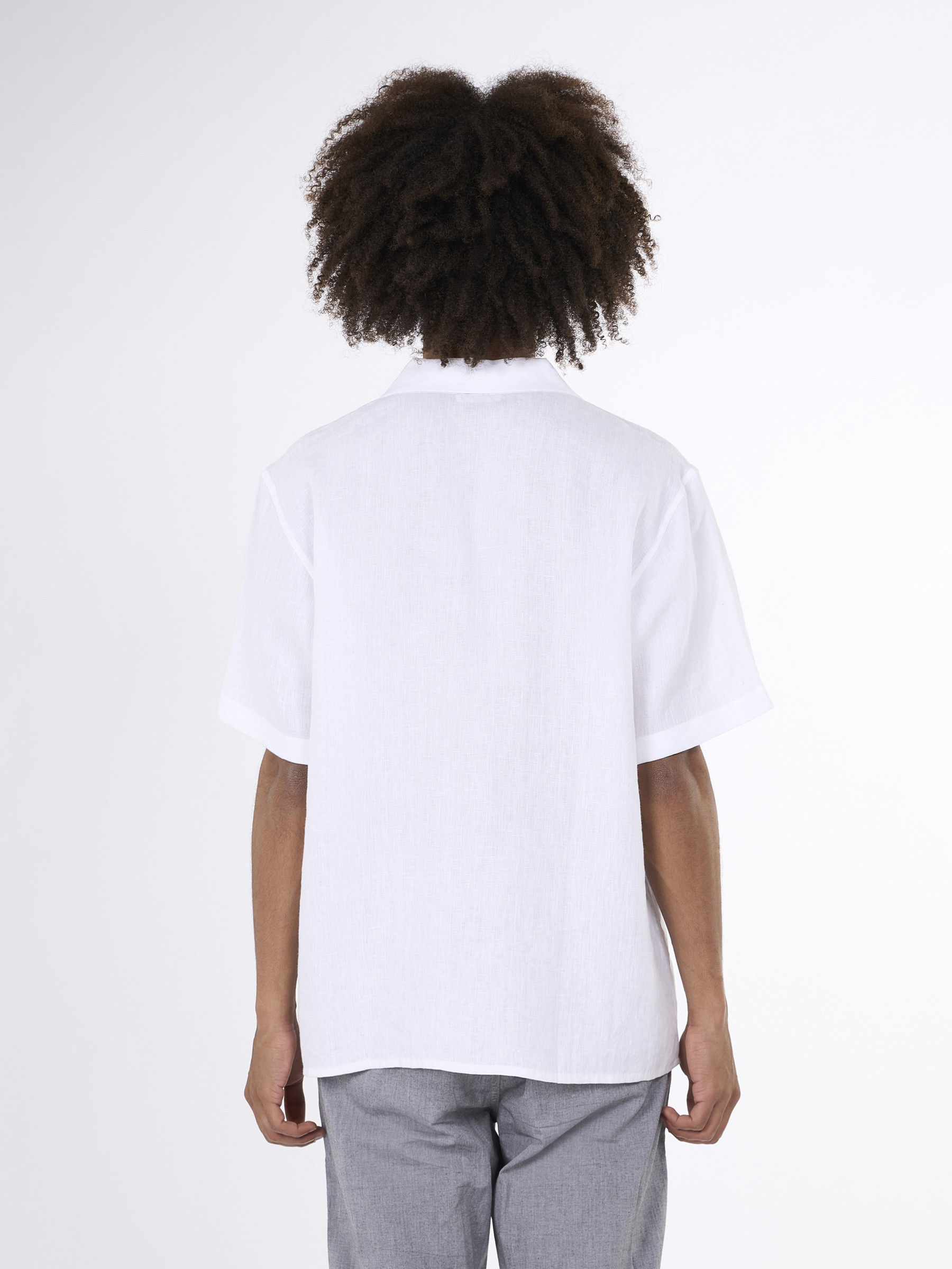 Hemd Box Fit Short Sleeved Linen Shirt bright white Knowledge Cotton Apparel
