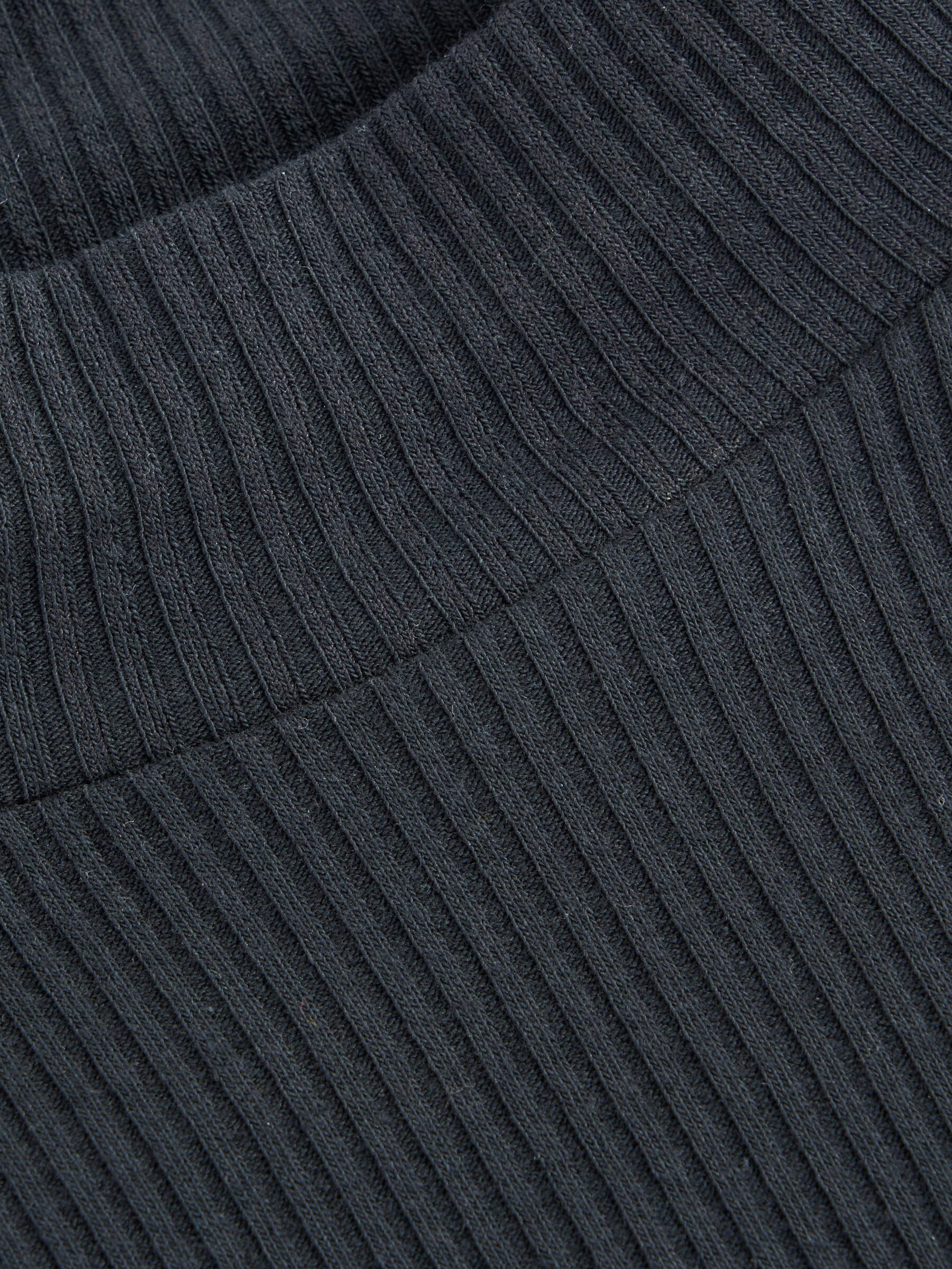 Rib High Neck Long Sleeved black jet Knowledge Cotton Apparel