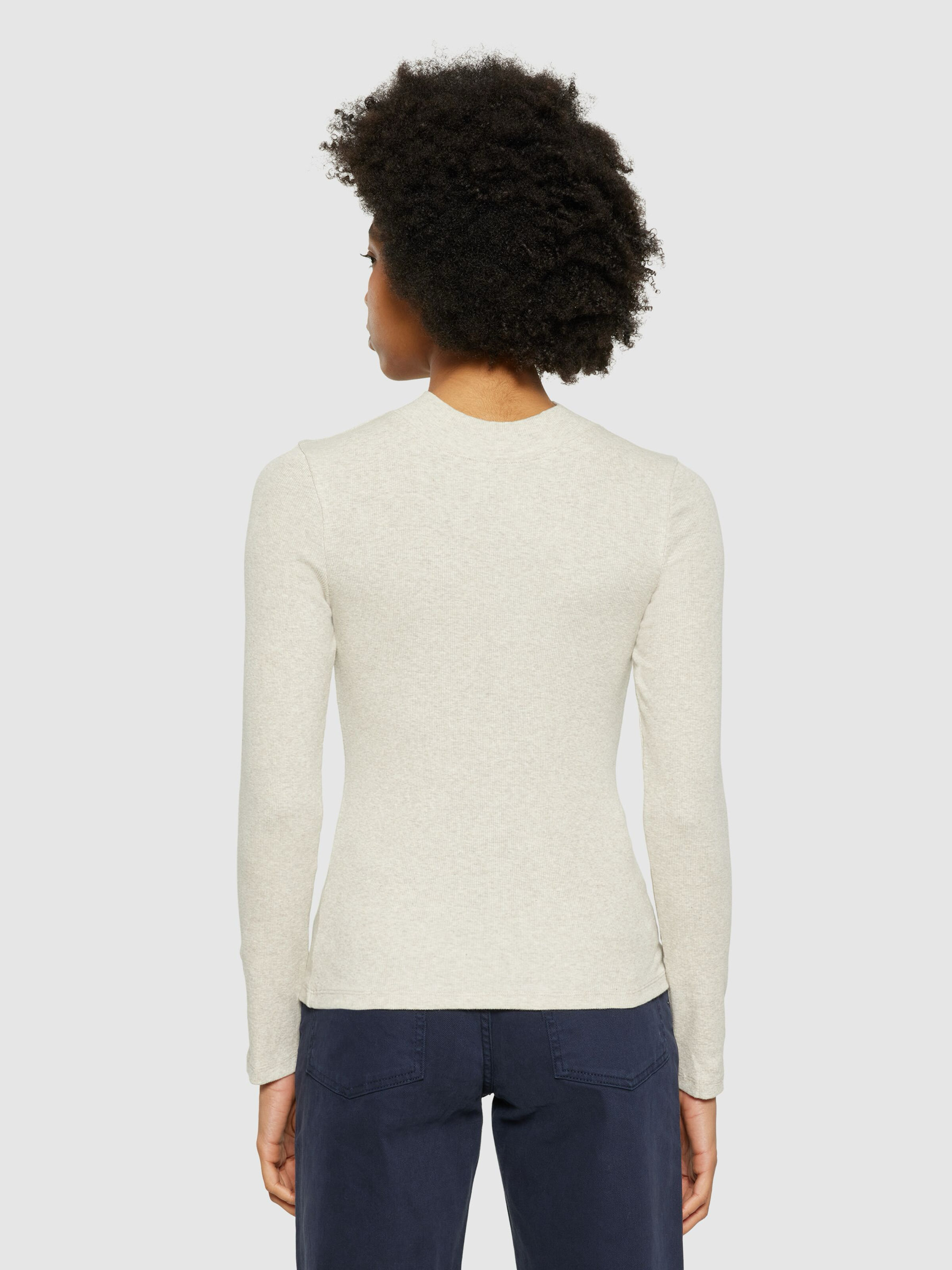 Rib High Neck Long Sleeved gray chateau melange Knowledge Cotton Apparel
