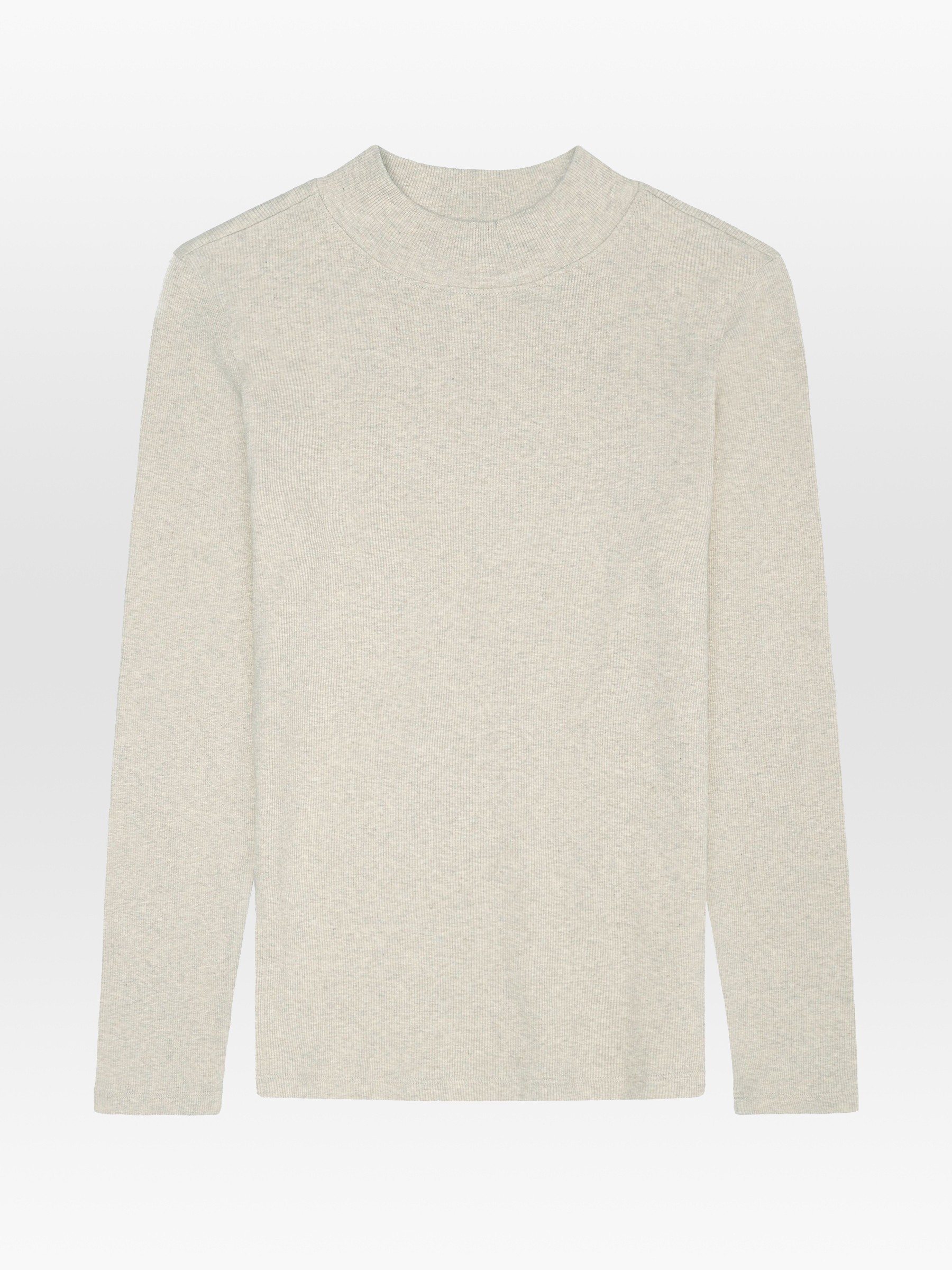 Rib High Neck Long Sleeved gray chateau melange Knowledge Cotton Apparel